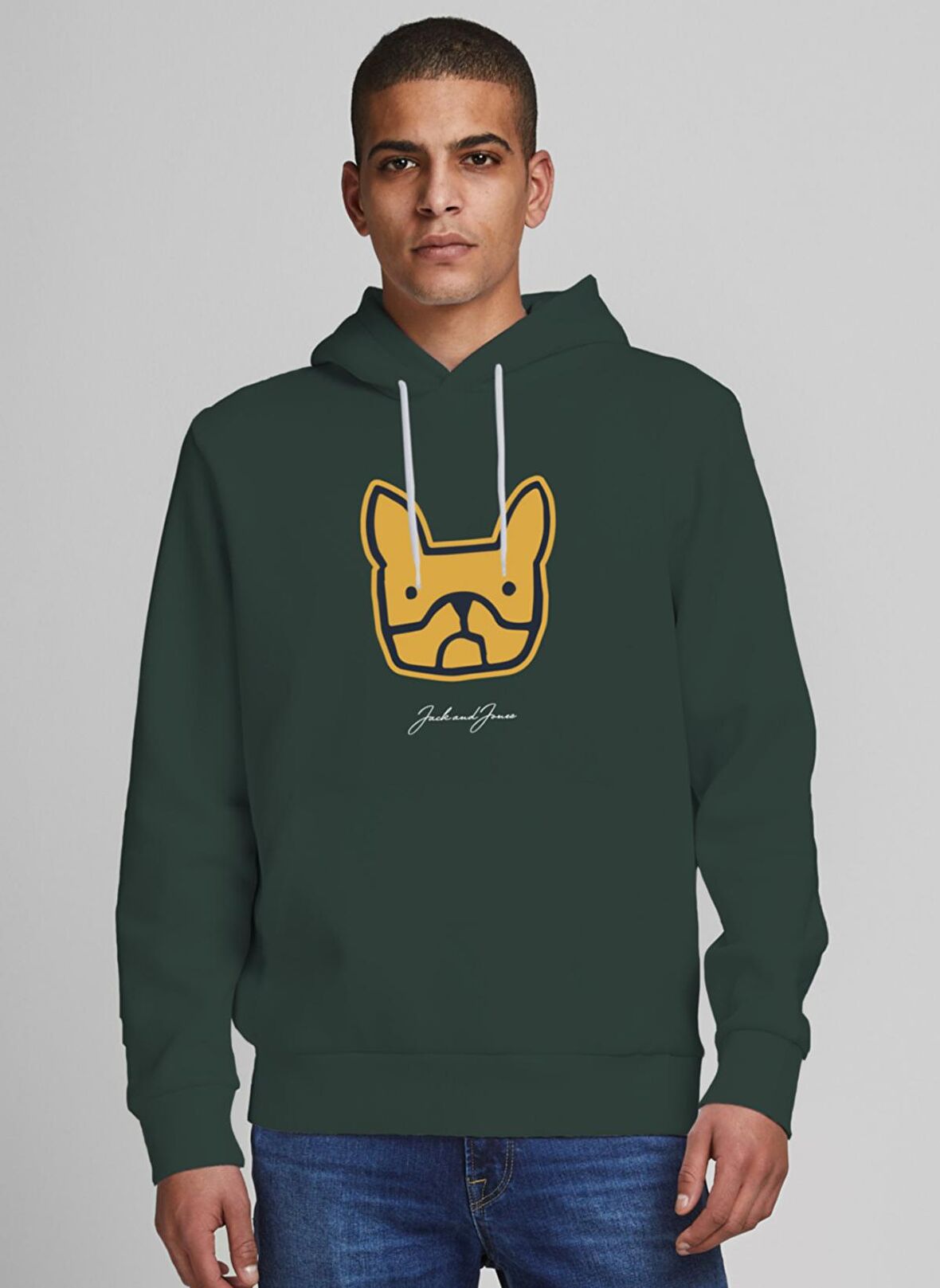 Jack & Jones Kapüşonlu Regular Fit Yeşil Erkek Şardonlu Sweatshirt 12219677_JORCOMRADE SWEAT HOOD FST