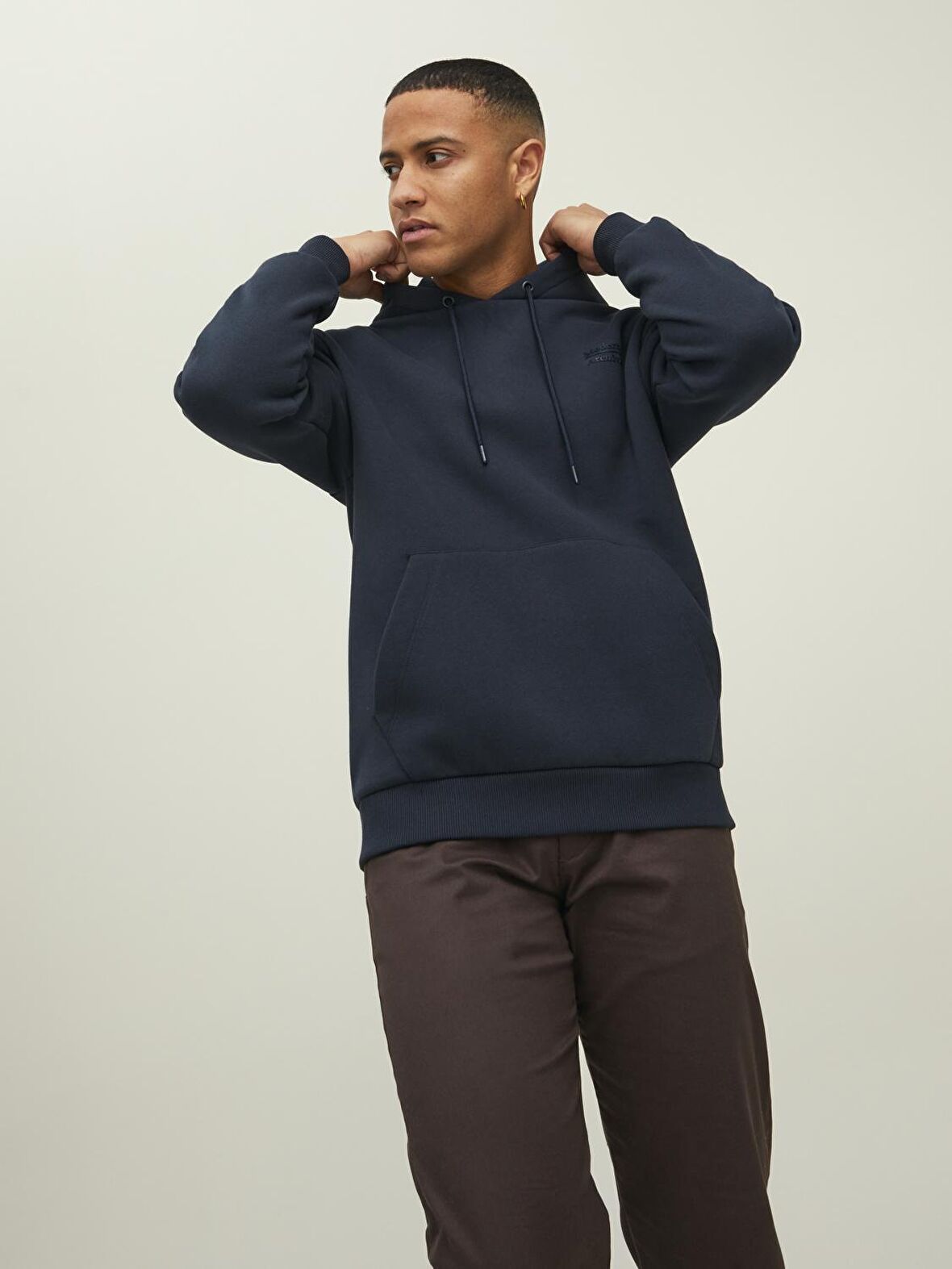 Jack & Jones Kapüşonlu Regular Fit Koyu Antrasit Erkek Şardonlu Sweatshirt 12217436_JPRBLURALLEY SWEAT HOOD