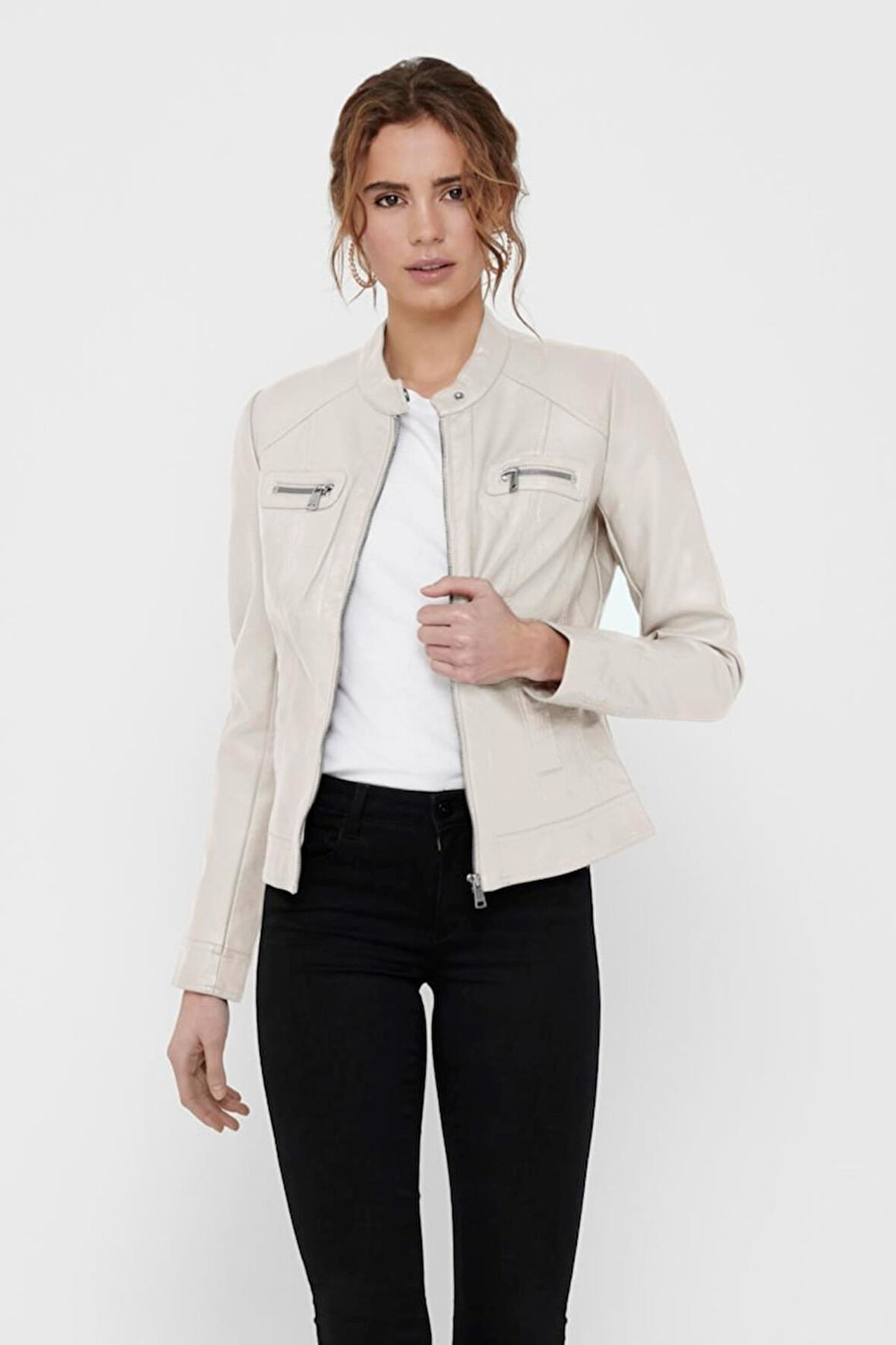 ONLBANDIT FAUX LEATHER BIKER OTW NOOS KREM 