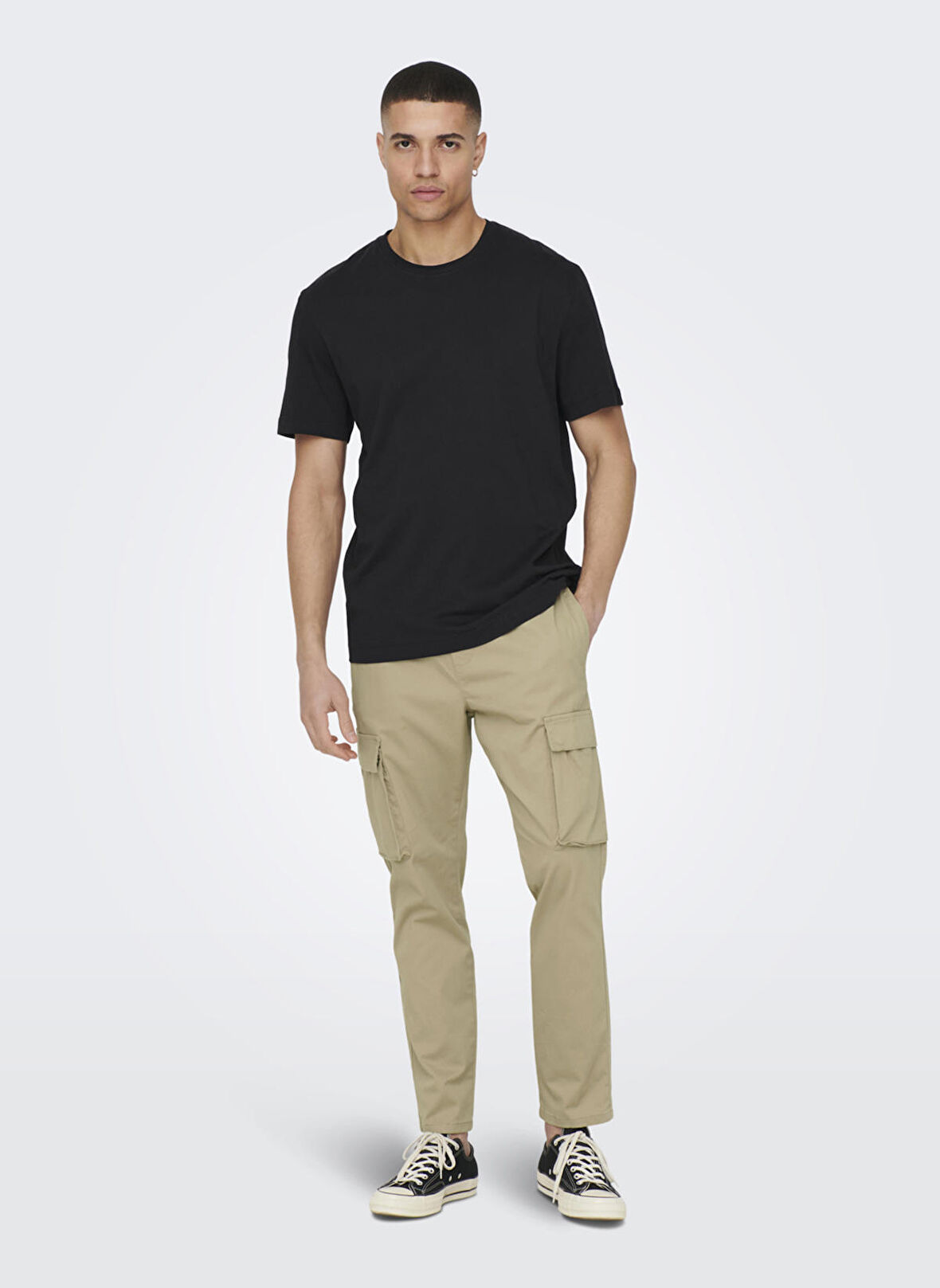 Only & Sons Dar Paça Açık Kahve Erkek Kargo Pantolon 22022366_ONSCAM LINUS CARGO PANT PK