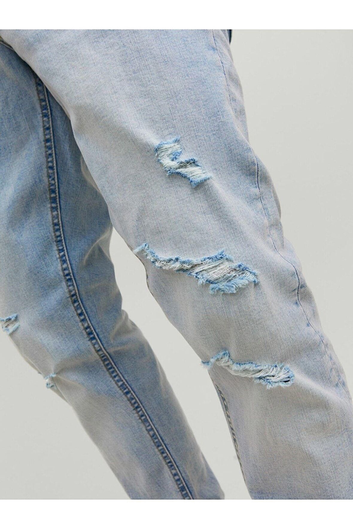 Jack & Jones Erkek Glenn Dar Kesim Yırtık Kot Pantolon - 12223504