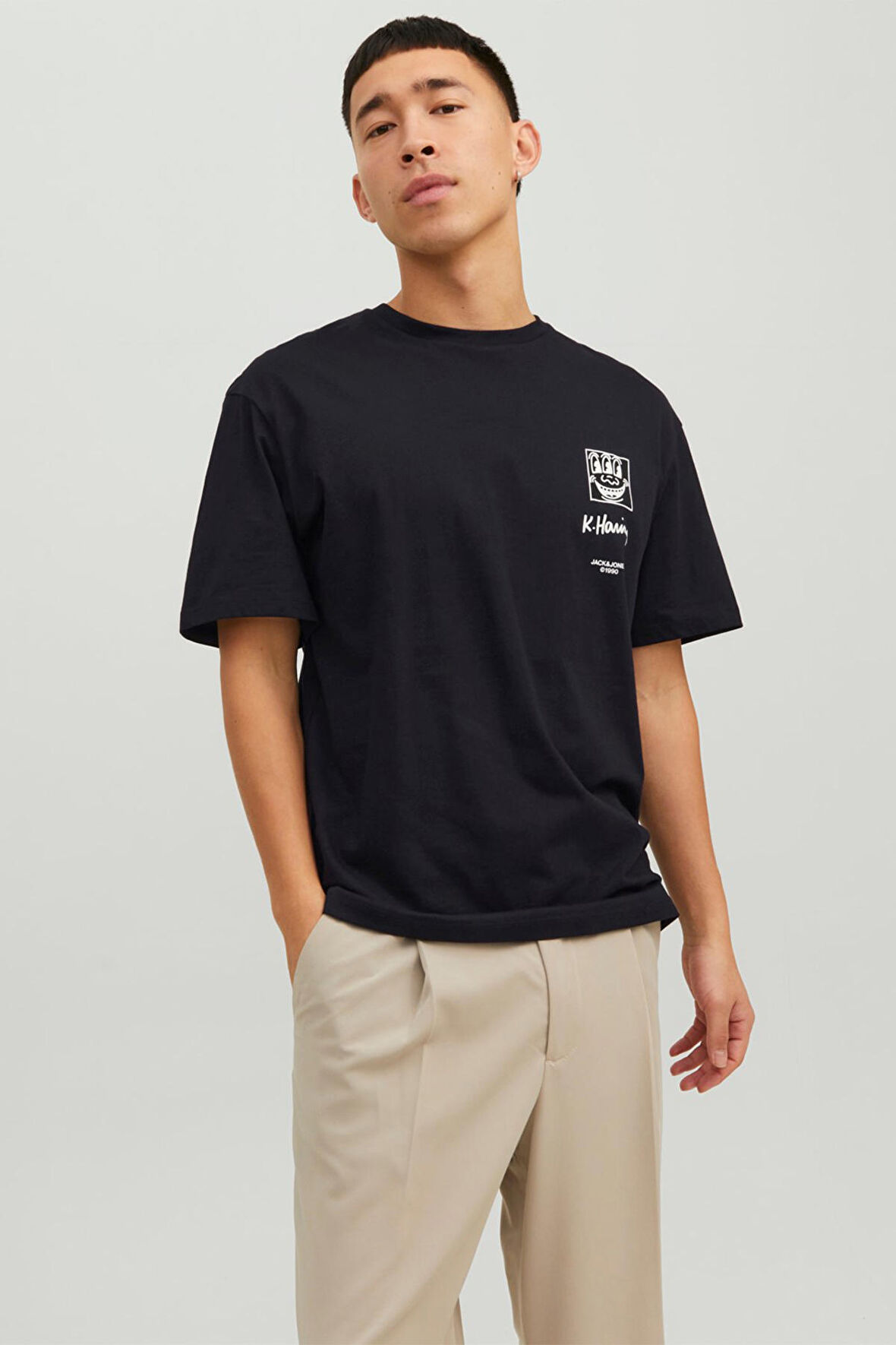 Jack&Jones O Yaka Rahat Kesim Siyah Erkek T-Shirt 12230672