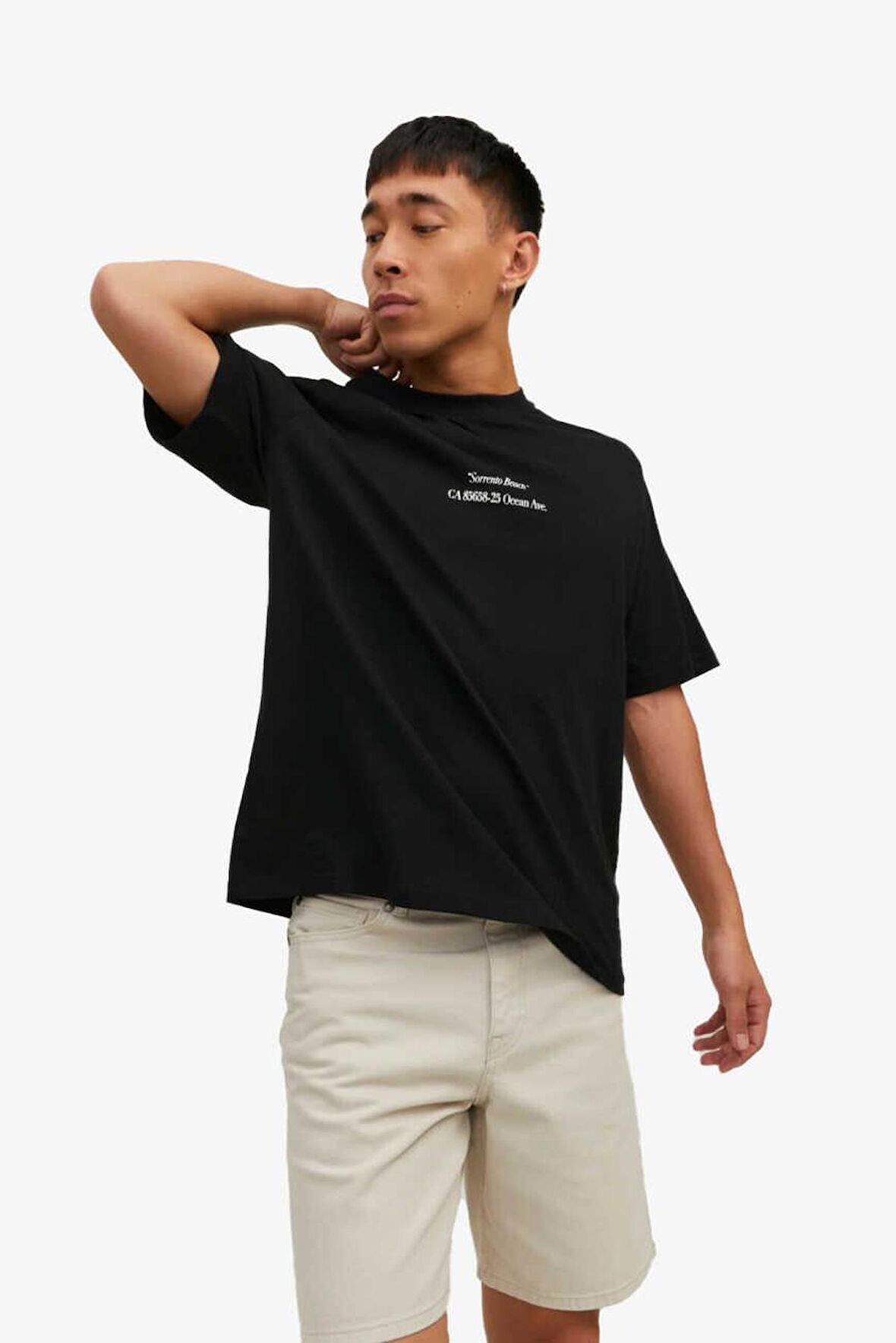 Jack & Jones Jorgrocery Tee Ss Crew Neck Siyah Erkek T-Shirt 12230754-Black