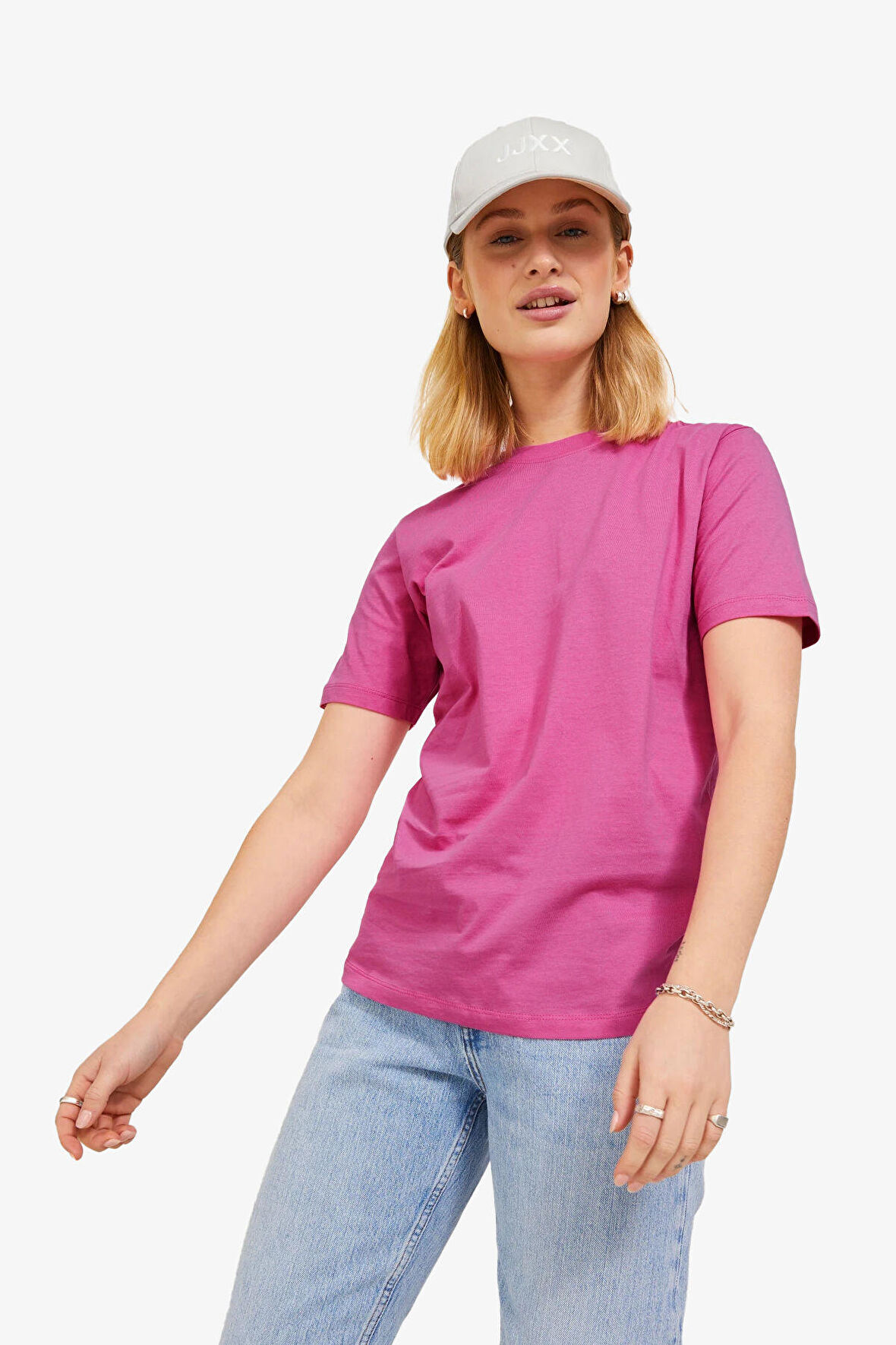 JJXX Jxanna Kadın Pembe T-Shirt 12200182-CarmineRose