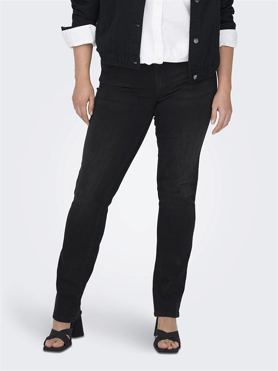 CARMAKOMA Büyük Beden Yüksel Bel Siyah Kadın Kot Pantolon 15282949