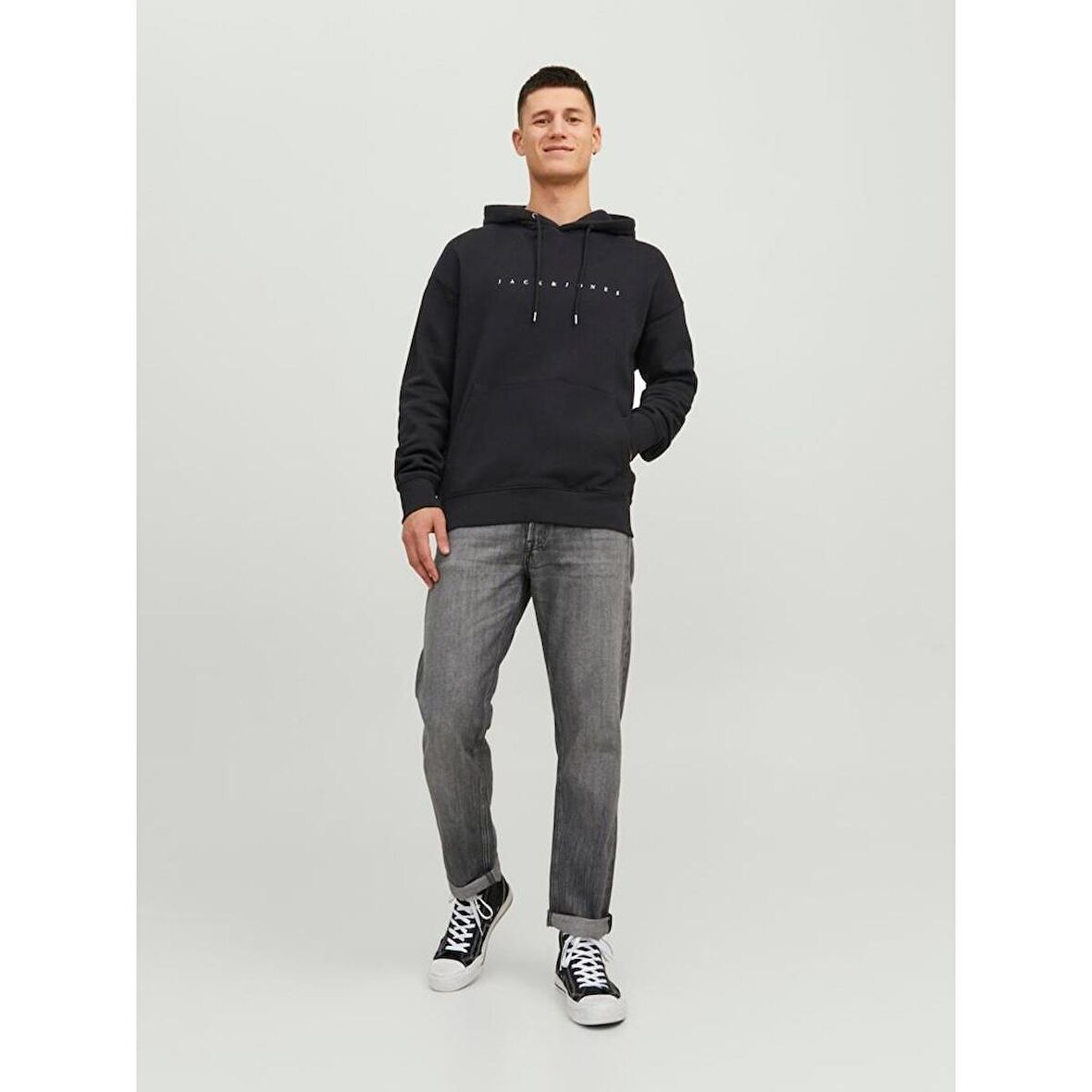 JACK&JONES JJESTAR JJ SWEAT HOOD NOOS SİYAH