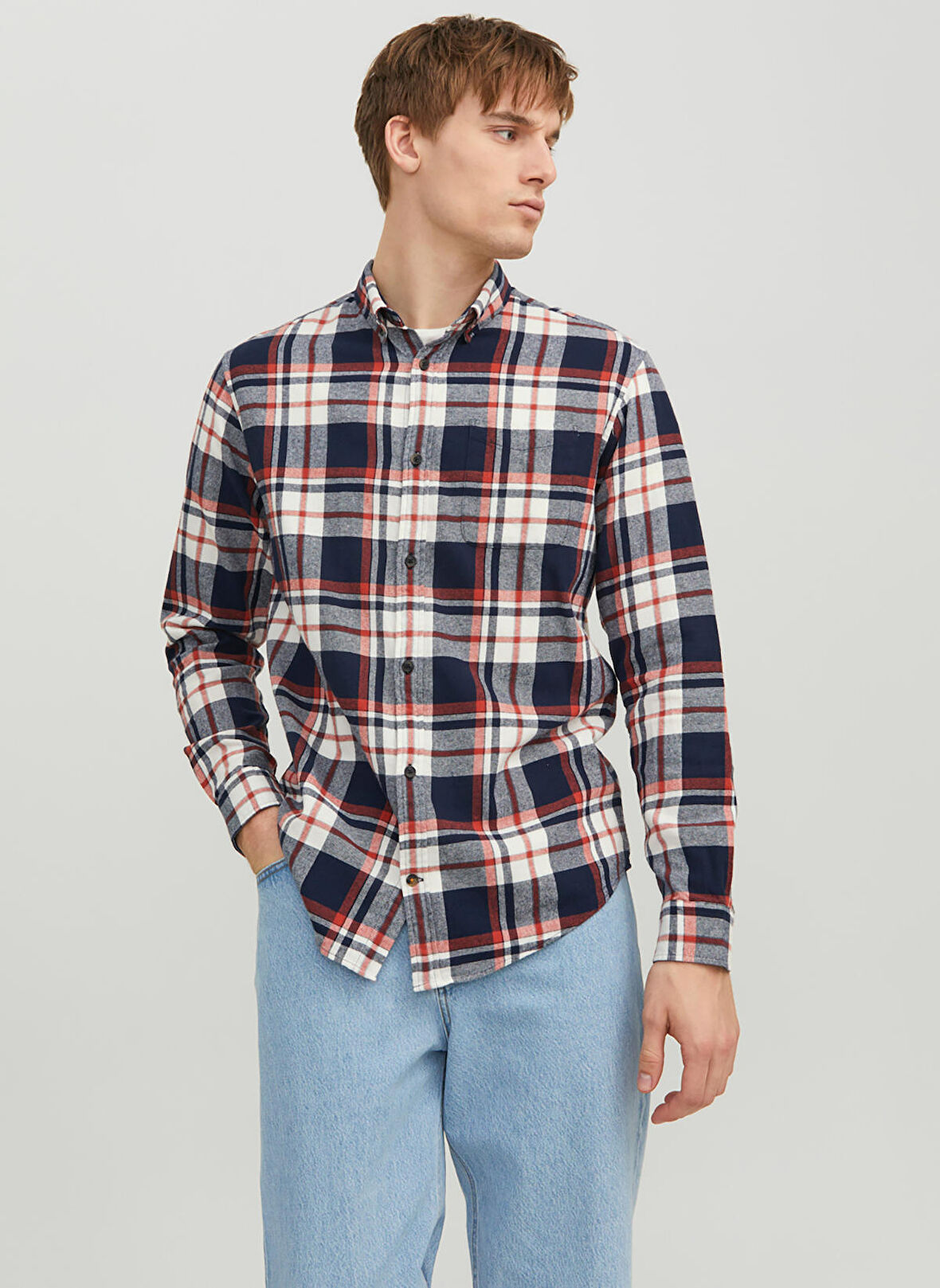 Jack & Jones Kırmızı Erkek Gömlek 12235982_JJECLASSIC AUTUMN CHECK SH