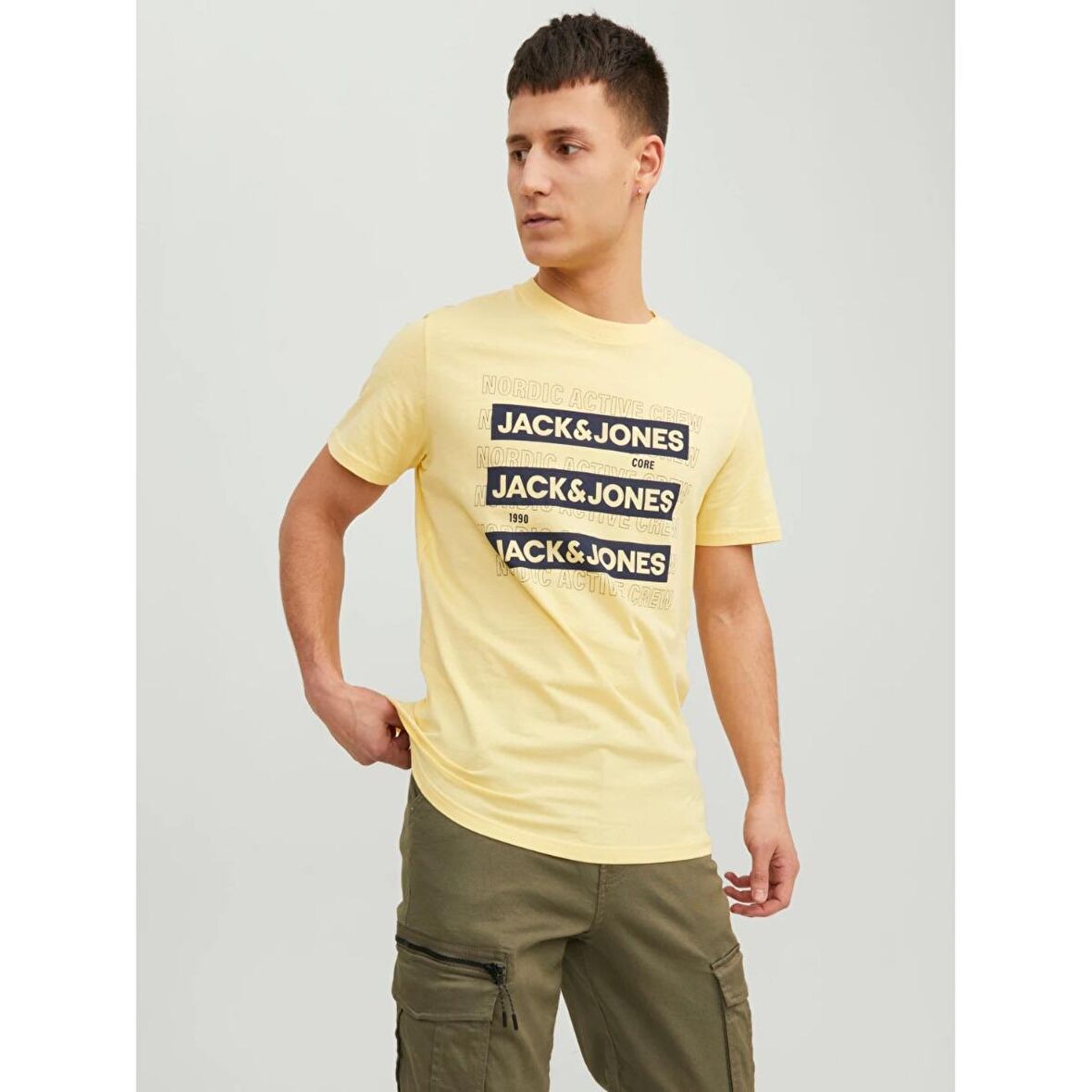 Jack Jones Sıfır Yaka Tişört Spirit Logo
