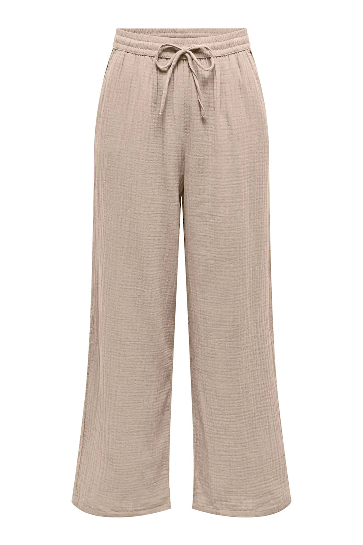 Only Kadın Onlthyra Belden Bağlamalı Rahat Kalıp %100 Pamuk Pantolon 15296375 Bej