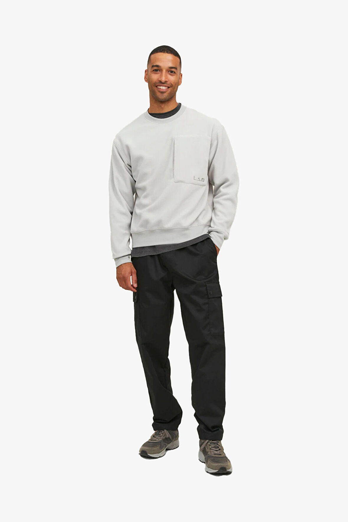 Jack & Jones Jcolab Erkek Gri Sweatshirt 12241523-Grey