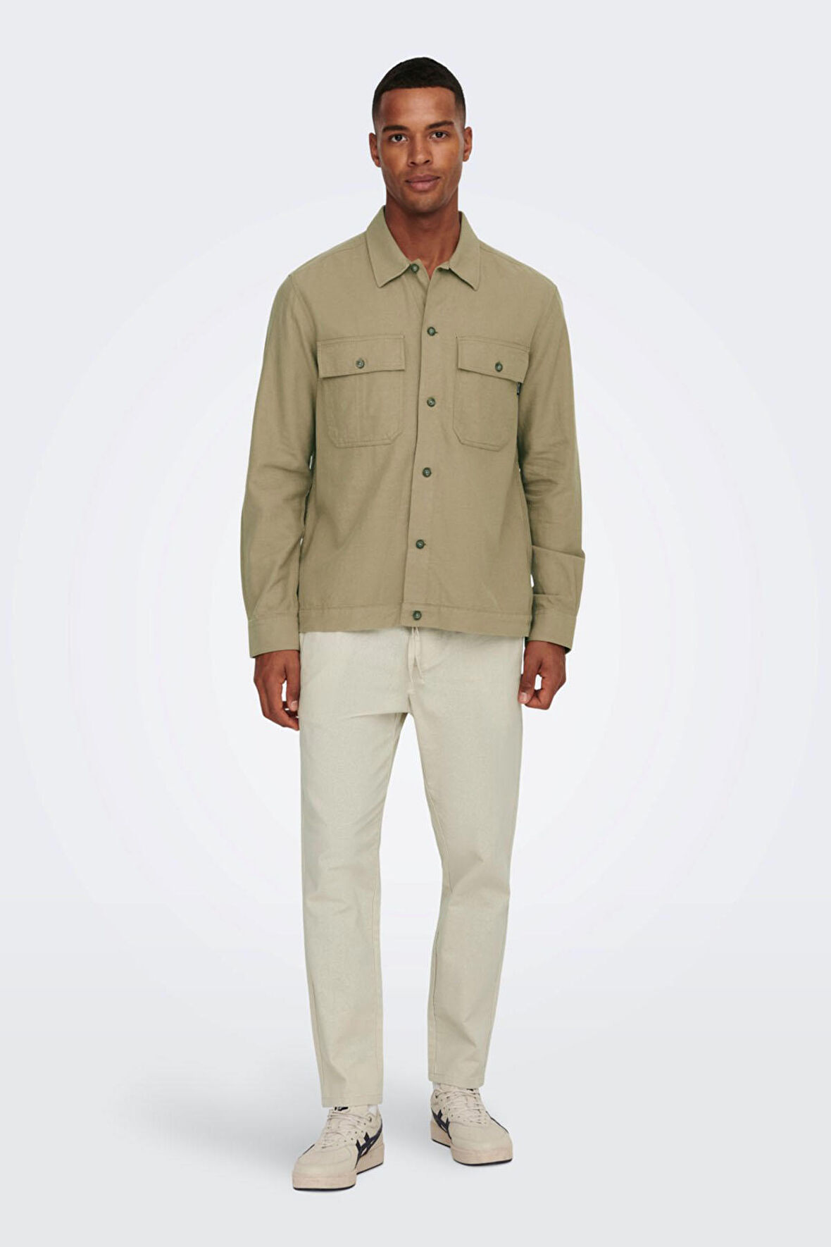 Only & Sons Erkek Onslinus Beli Lastikli Keten Pantolon 22024966 Bej