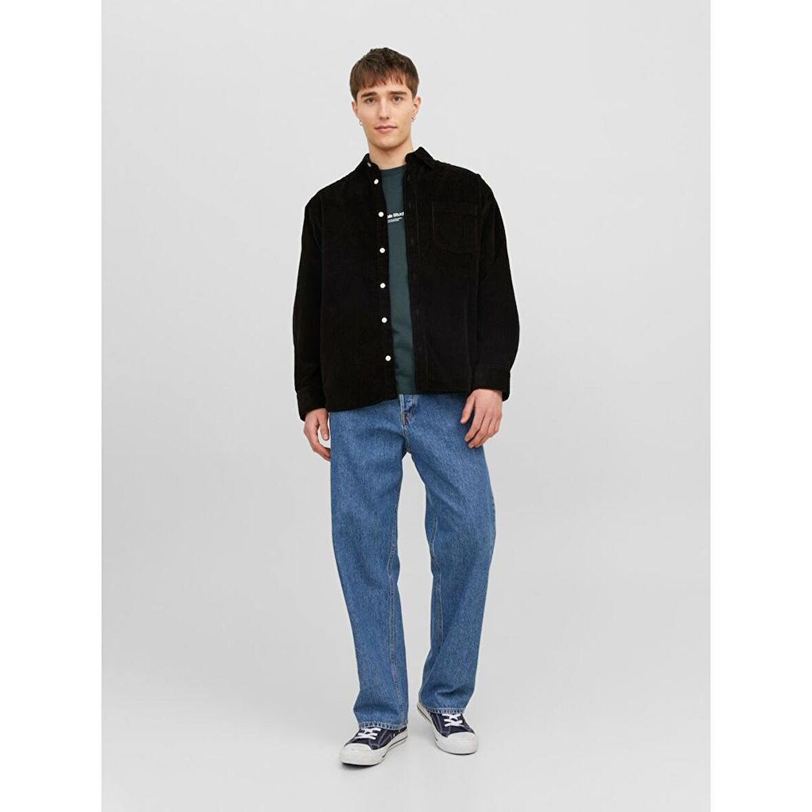 Jack&Jones Oversize Siyah Erkek Gömlek 12239321