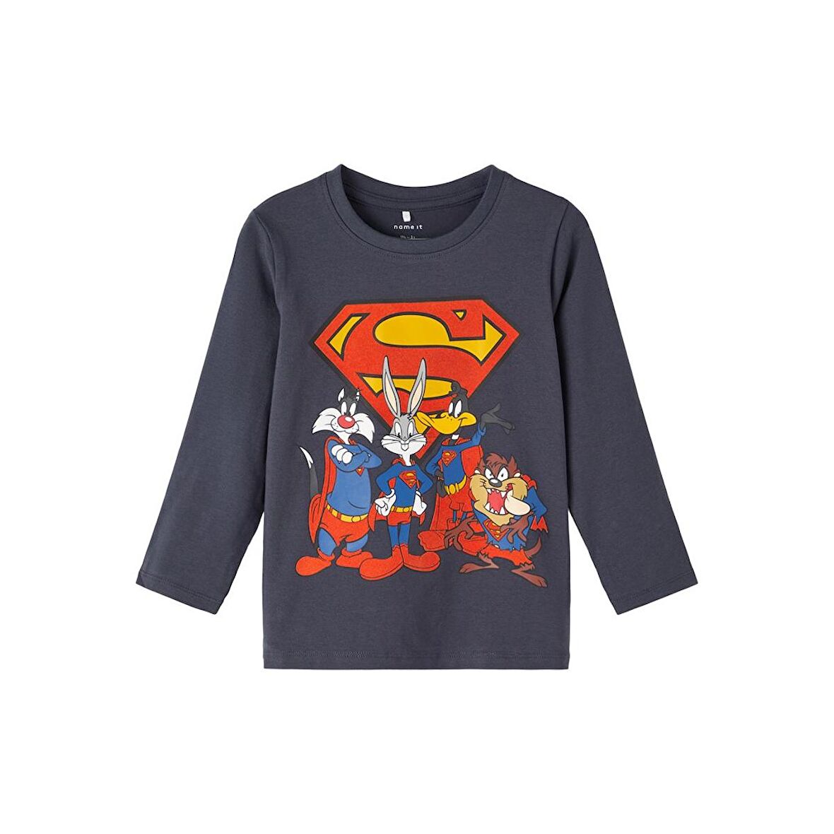 Name It Bisiklet Yaka Baskılı Antrasit Erkek Çocuk Sweatshirt 13221181