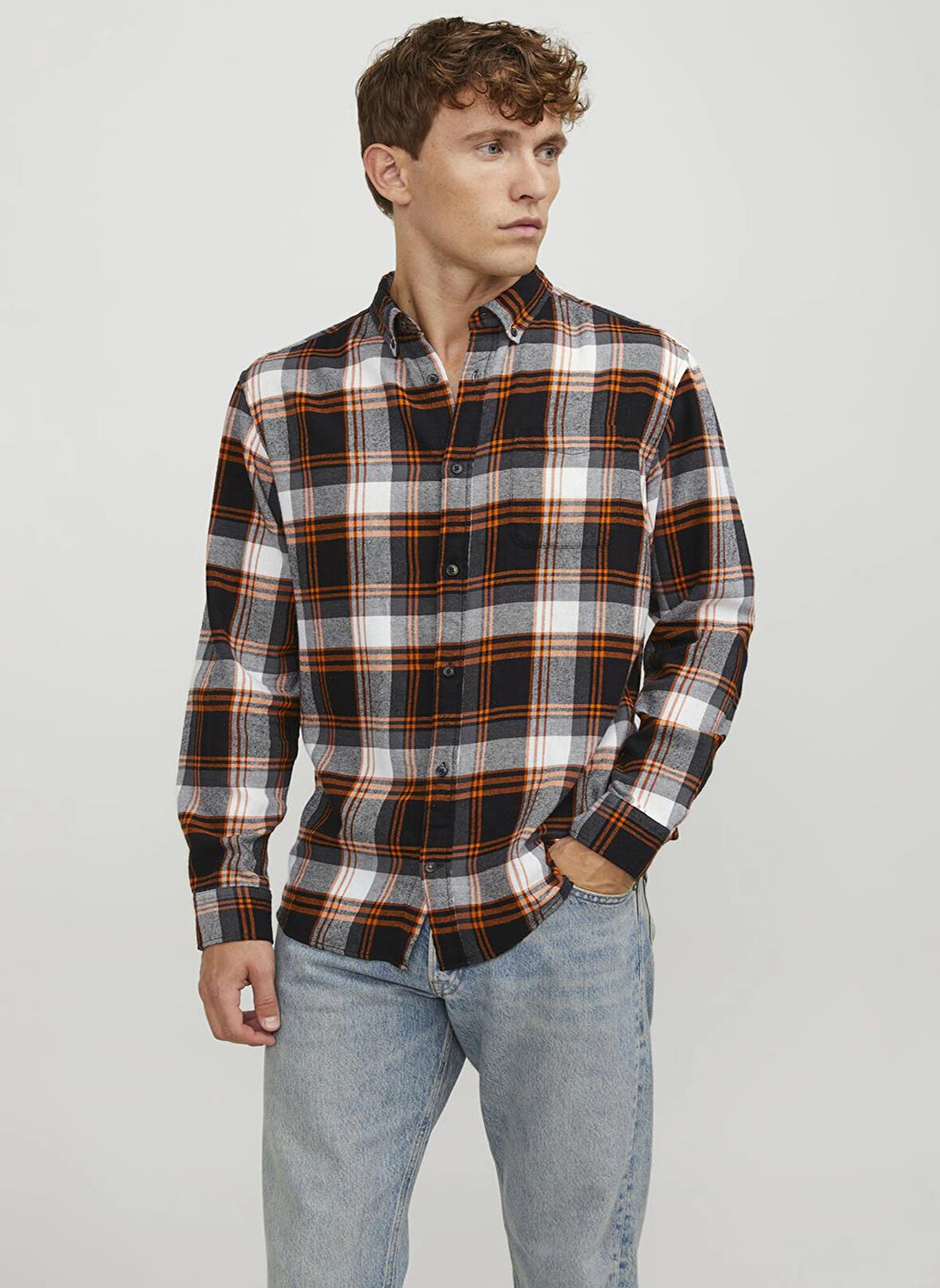 Jack & Jones Regular Fit Turuncu Erkek Gömlek 12235982_JJECLASSIC AUTUMN CHECK SH