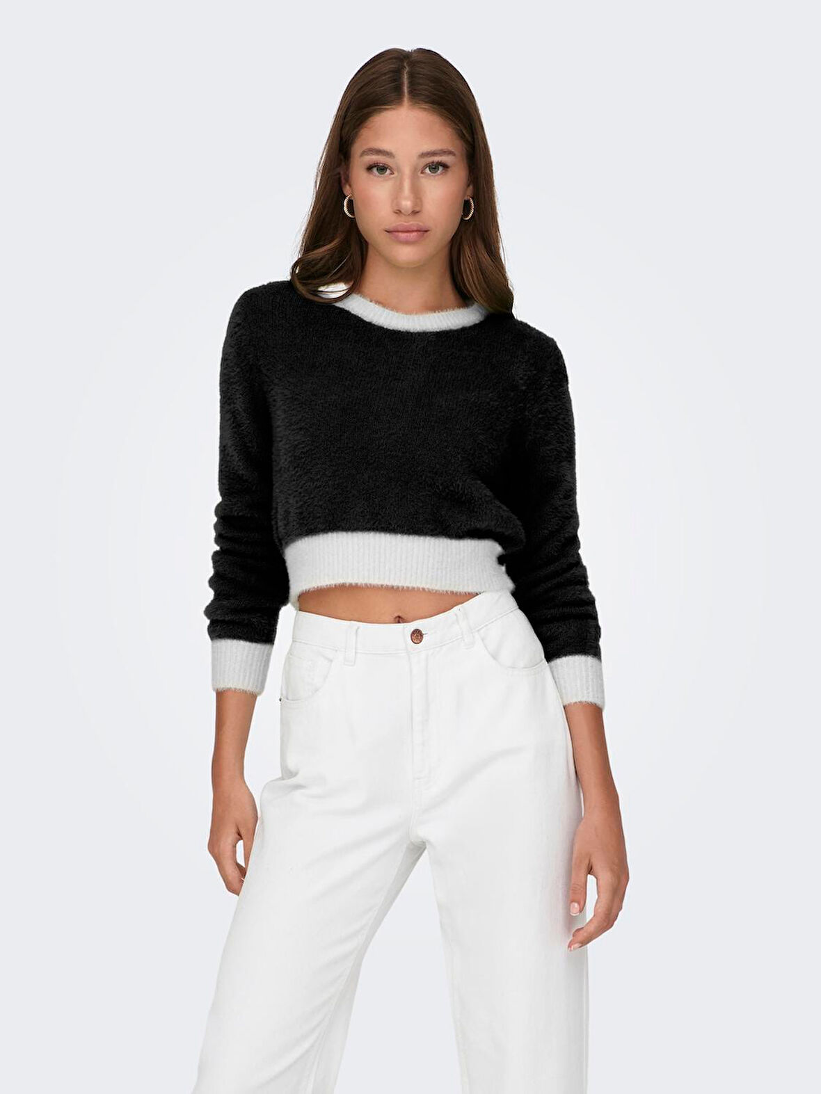 ONLPIUMO L/S CONTRAST PULL CC KNT KADIN CROP KAZAK