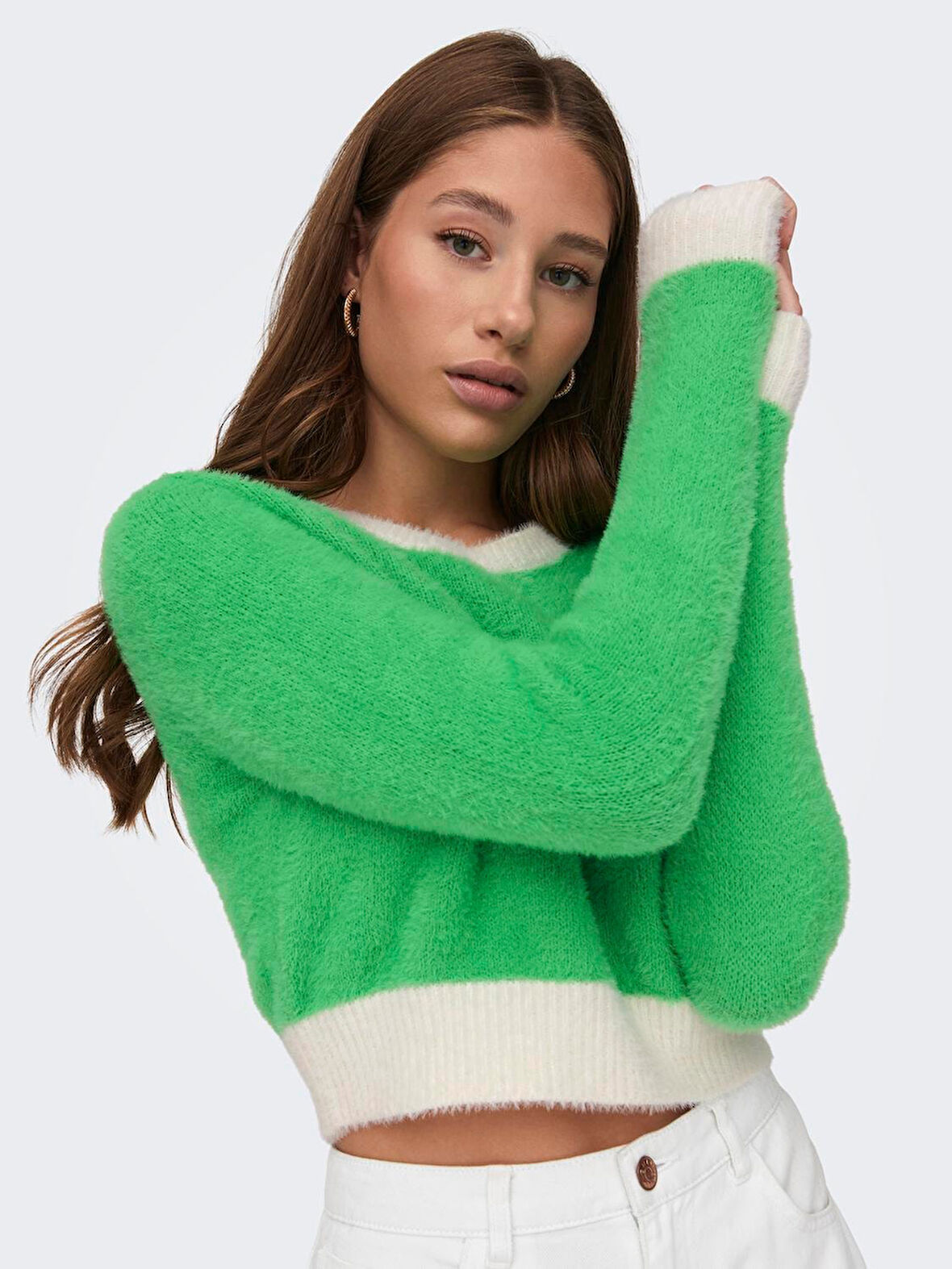 ONLPIUMO L/S CONTRAST PULL CC KNT KADIN CROP KAZAK