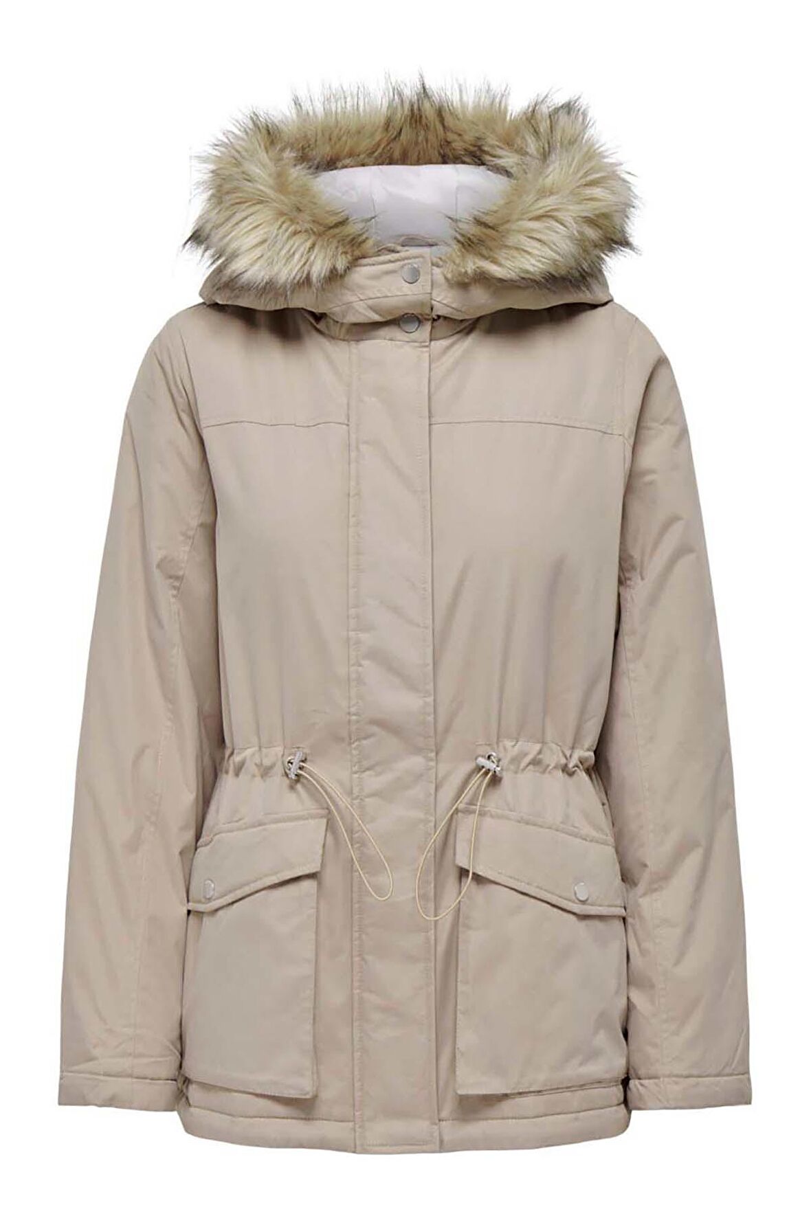 Only Kadın Onllucıa Kapüşonlu Beli Büzgülü Parka 15293847 Bej