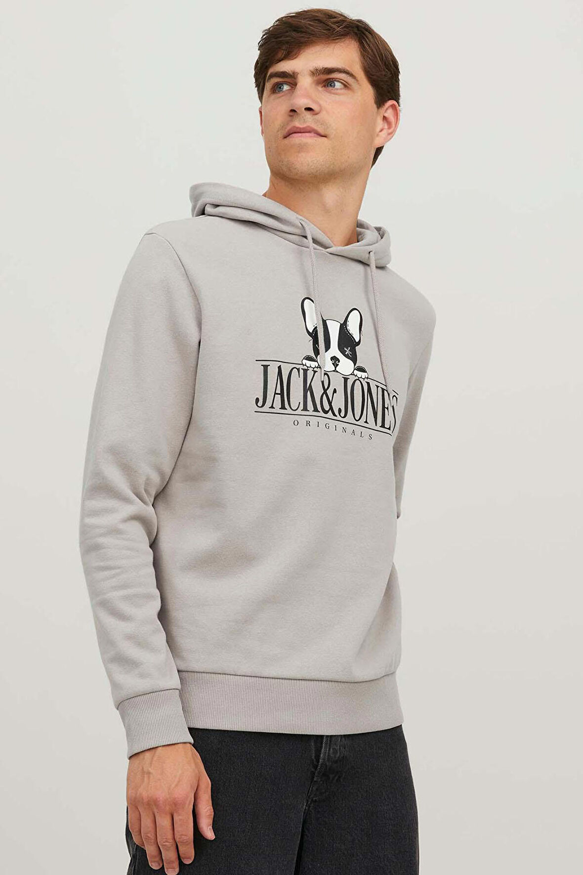 Jack & Jones Erkek Beware Baskılı Kapüşonlu Sweatshirt 12244219 Bej