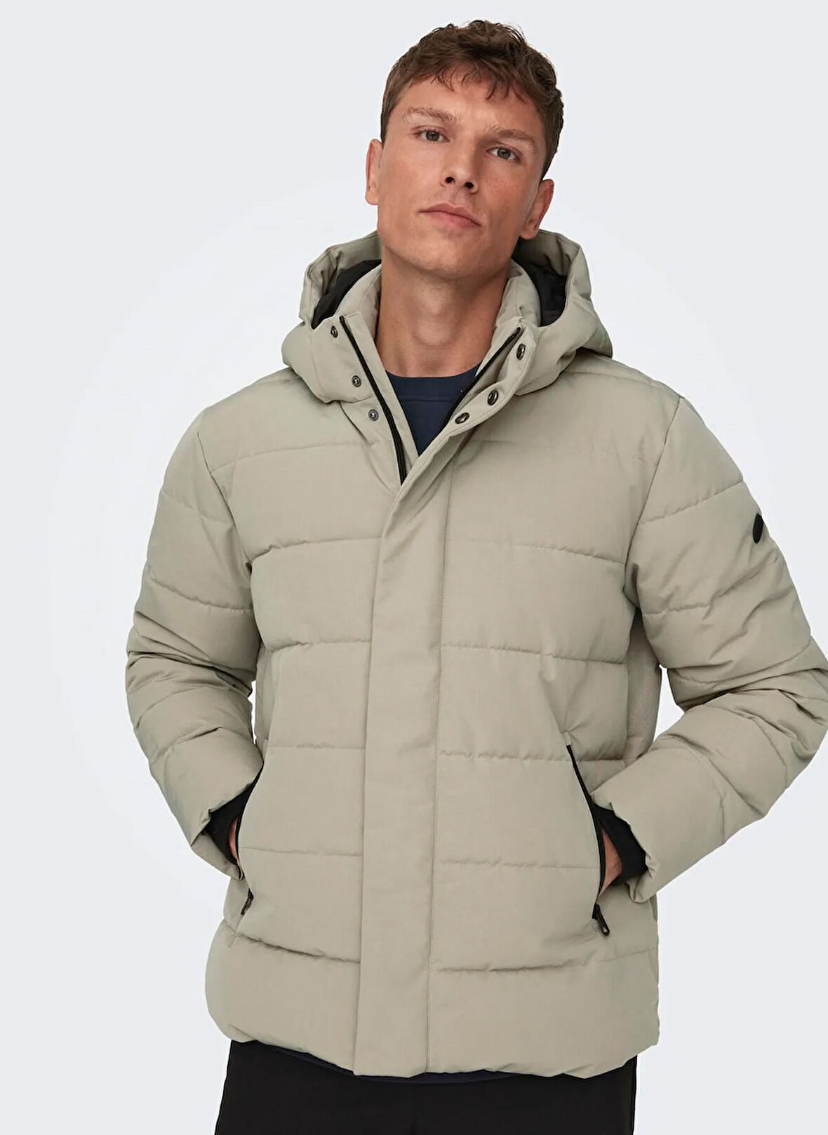 Only & Sons Açık Haki Erkek Mont ONSCAYSON PUFFA OTW NOOS