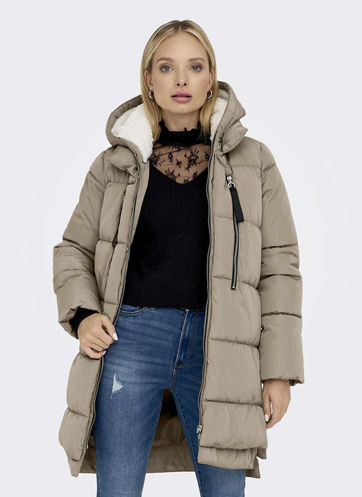 Only Açık Kahve Kadın Kaban ONLNEWNORA LONG PUFFER COAT LIFE CC