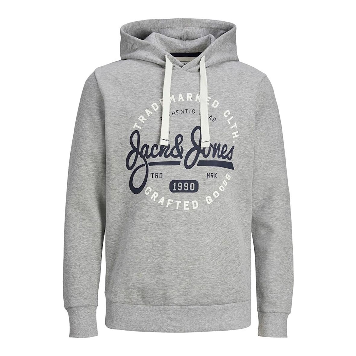 Jack&Jones Kapüşonlu Standart Kalıp Açık Gri-Melanj Erkek Sweat 12236178