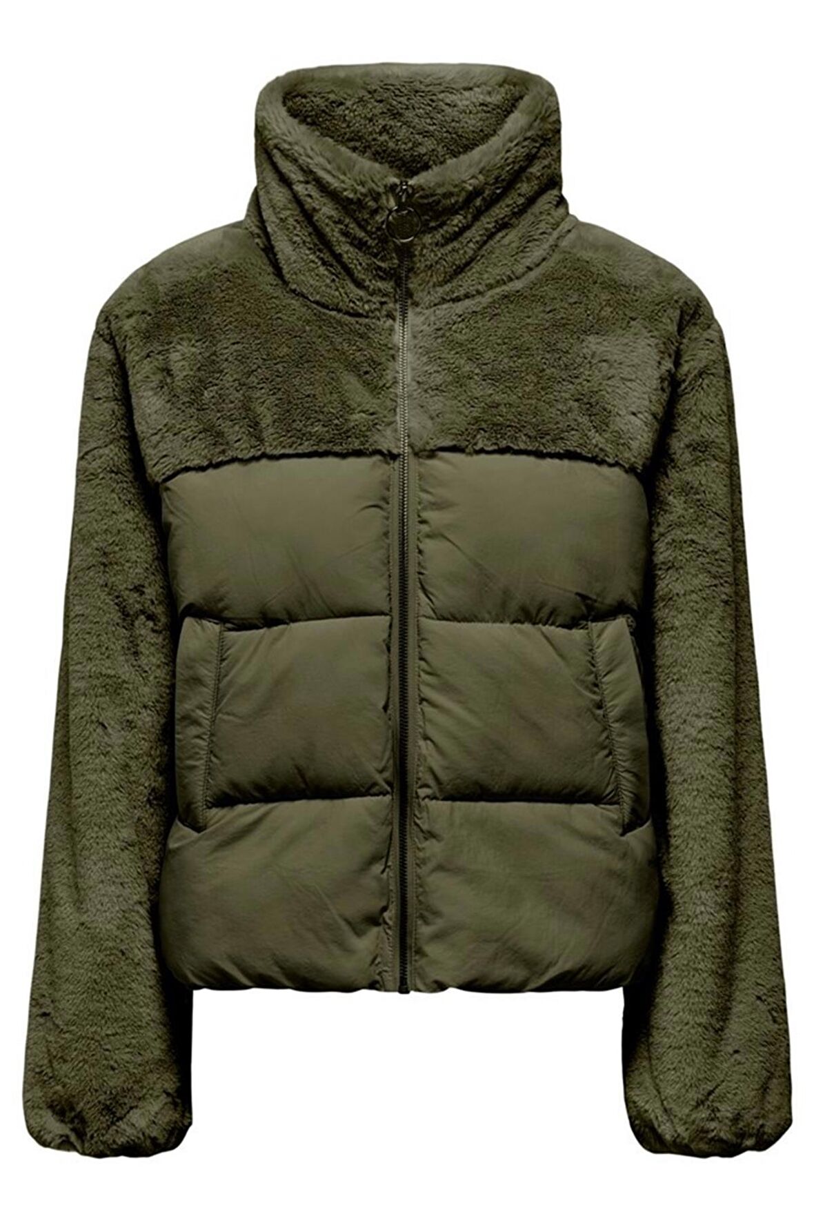 ONLWANJA FUR PUFFER MIX JACKET CC OTW HAKİ