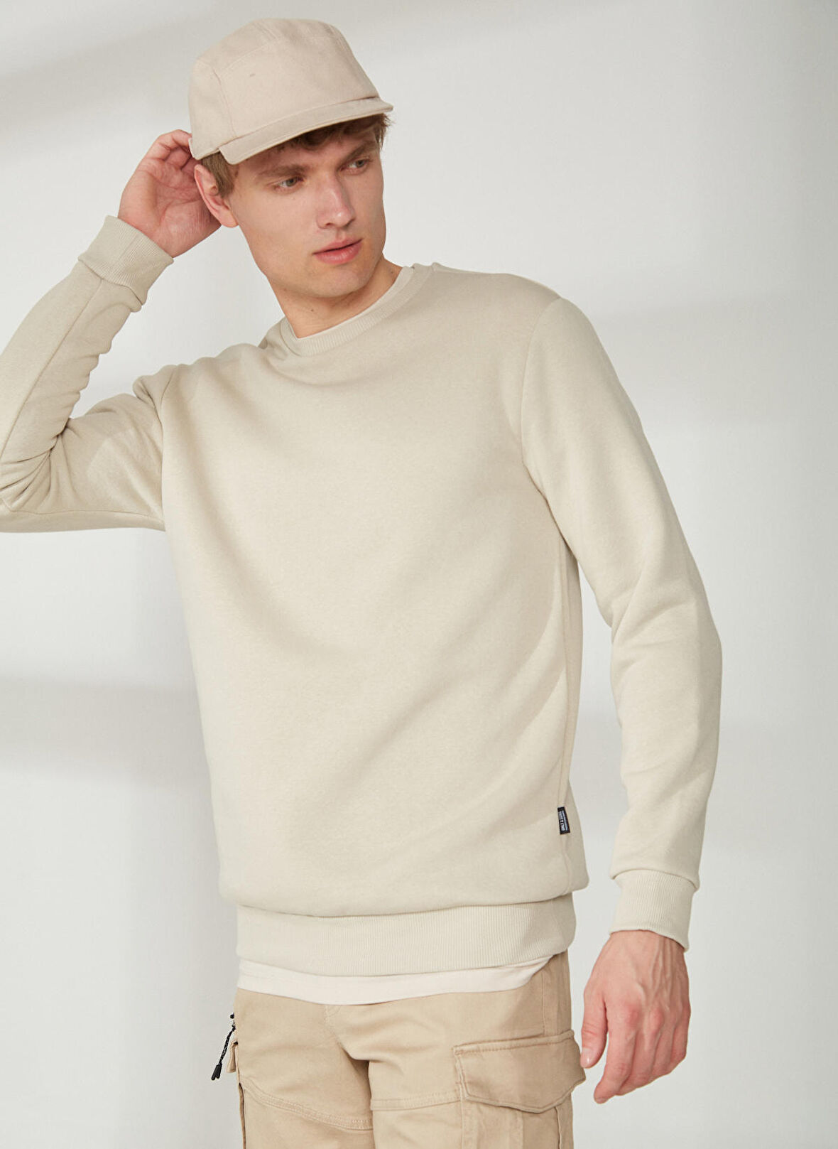 Only & Sons O Yaka Krem Erkek Sweatshırt ONSCERES CREW NECK NOOS
