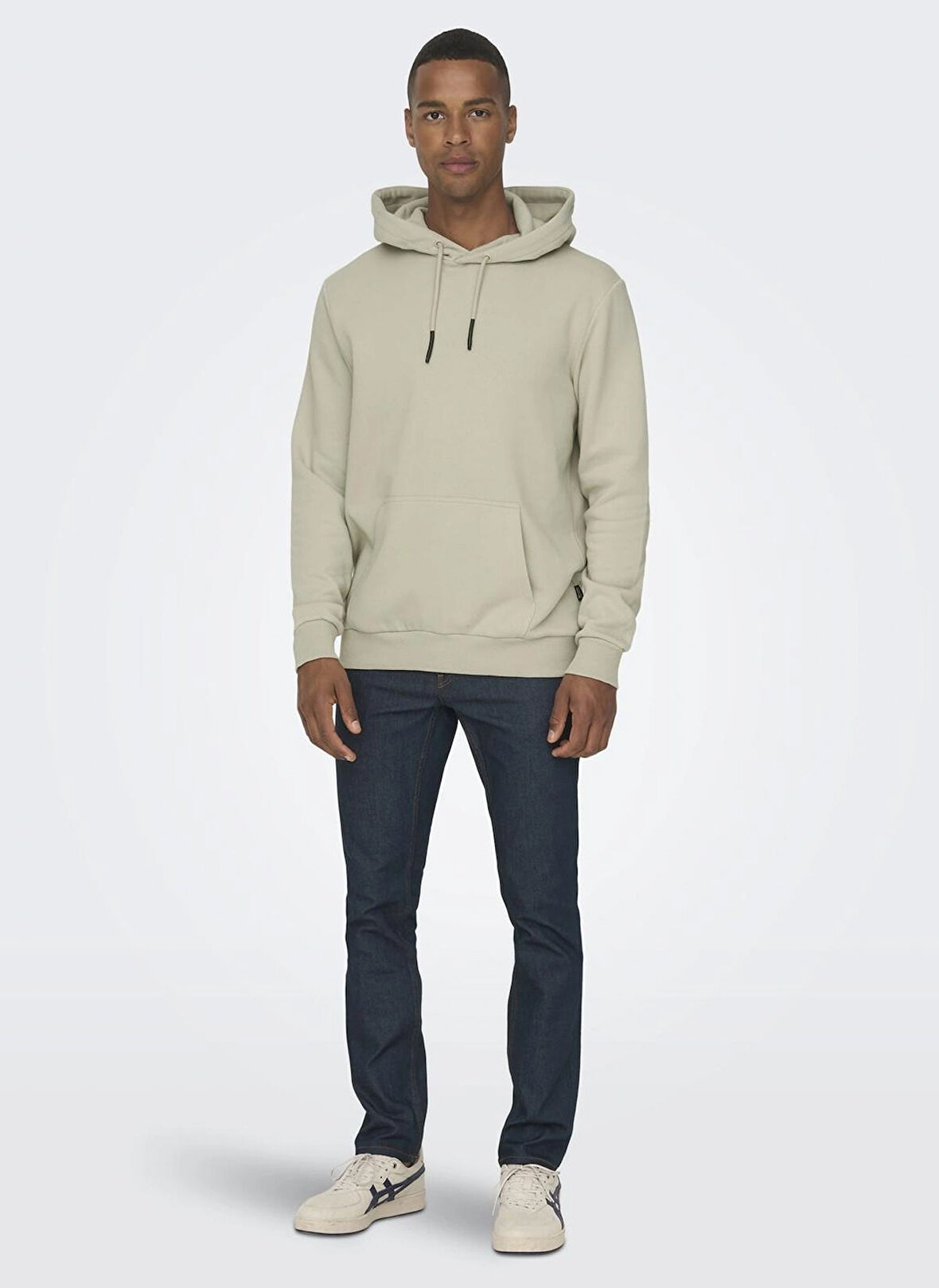 Only & Sons Kapüşon Yaka Ekru Erkek Sweatshırt ONSCERES HOODIE SWEAT NOOS