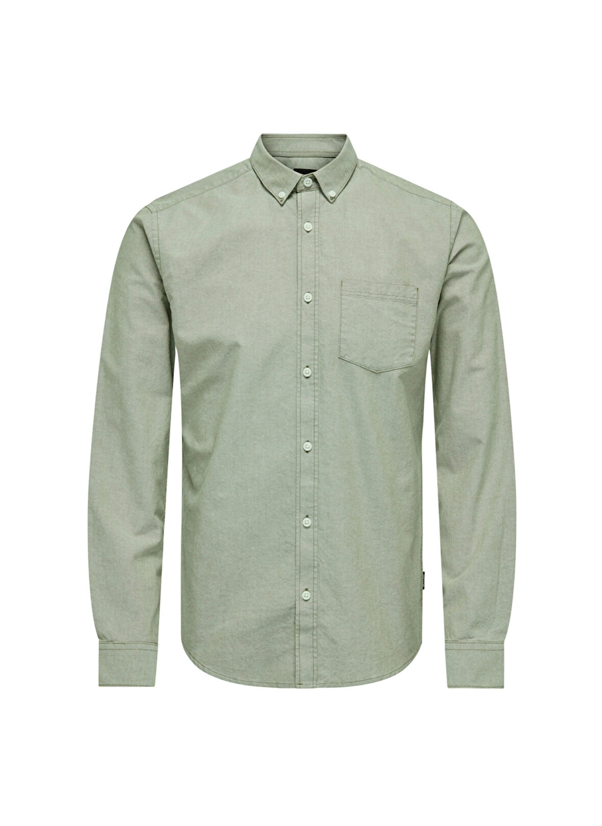 Only & Sons Dar Açık Haki Düz Erkek Gömlek ONSREMY LS SLIM WASH OXFORD SHIRT