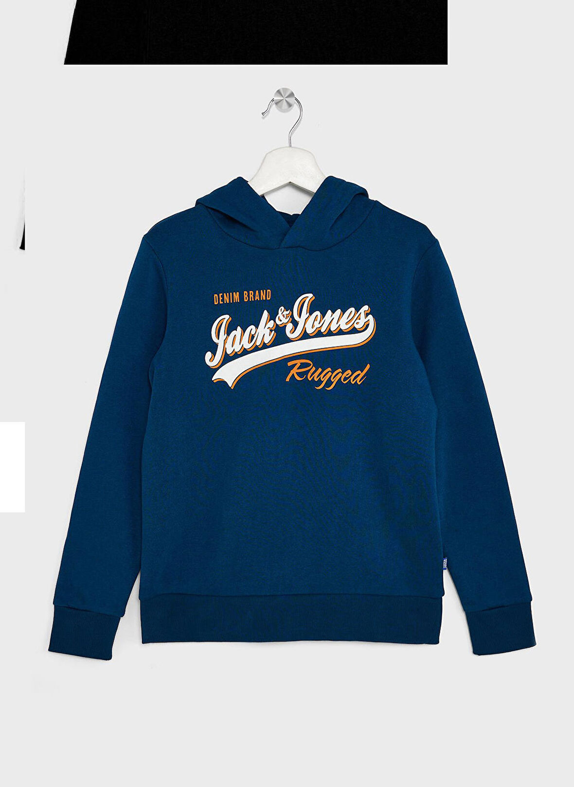 Jack & Jones Baskılı Erkek Koyu Mavi Sweatshırt JJELOGO SWEAT HOOD 2 COL 22/23 NOOS