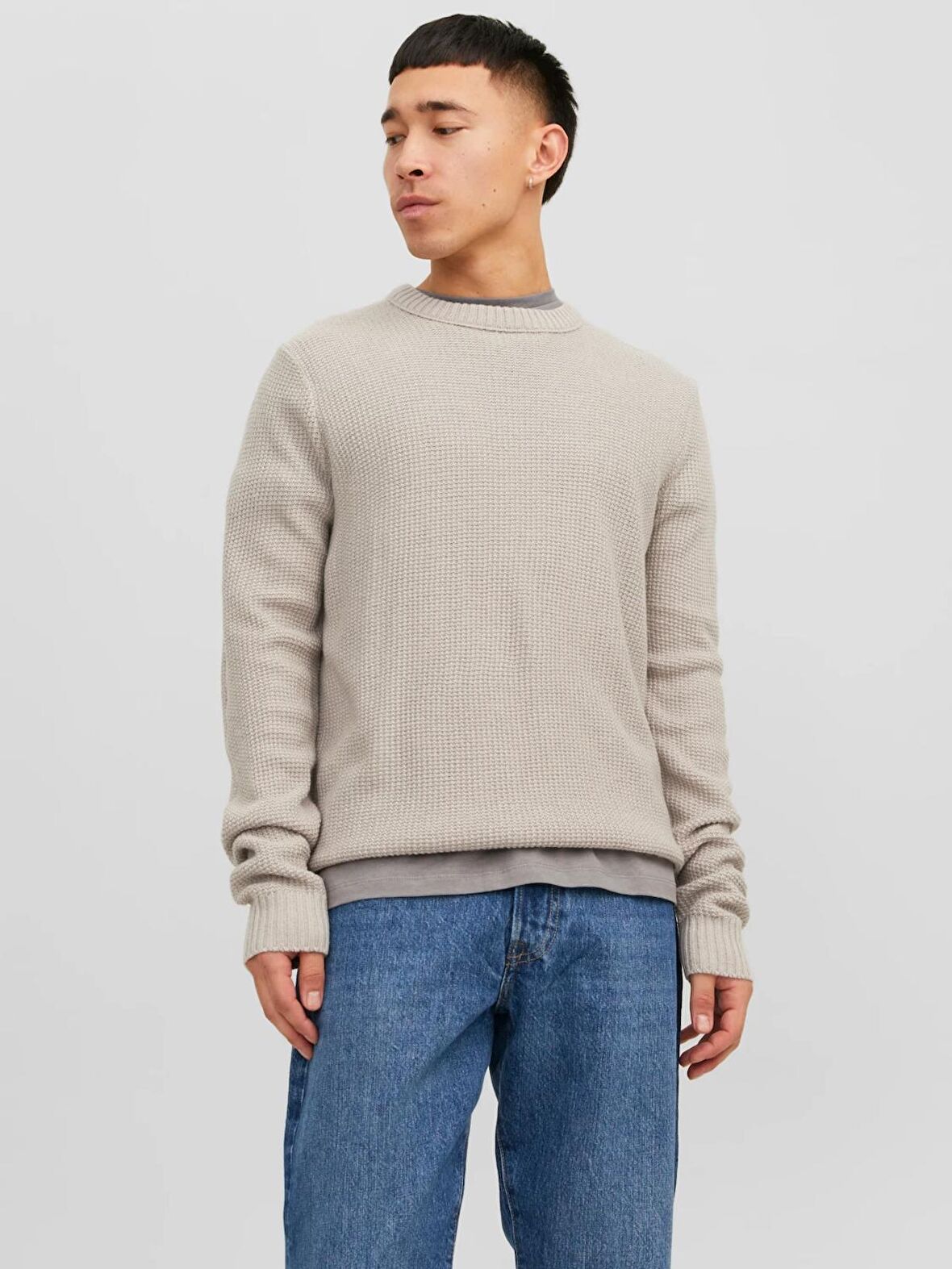 Jack & Jones Erkek Bisiklet Yaka Örme Sweatshirt - 12243116