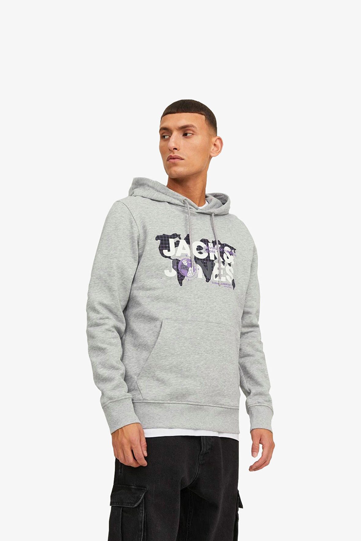 Jack & Jones Jcodust Sweat Hood Sn Erkek Gri Sweatshirt 12240214-Grey