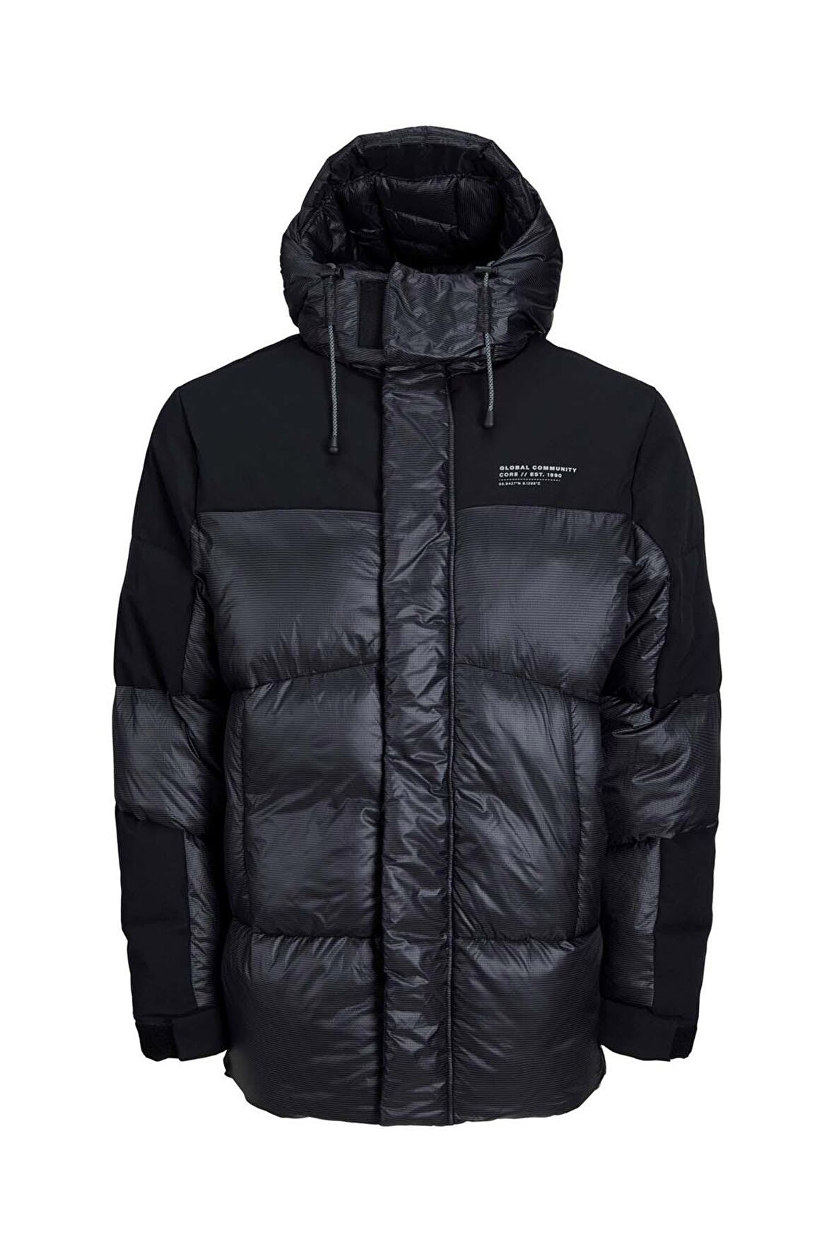 Jack & Jones Erkek Jcosouth Kapüşonlu Puffer Mont 12243424 Siyah