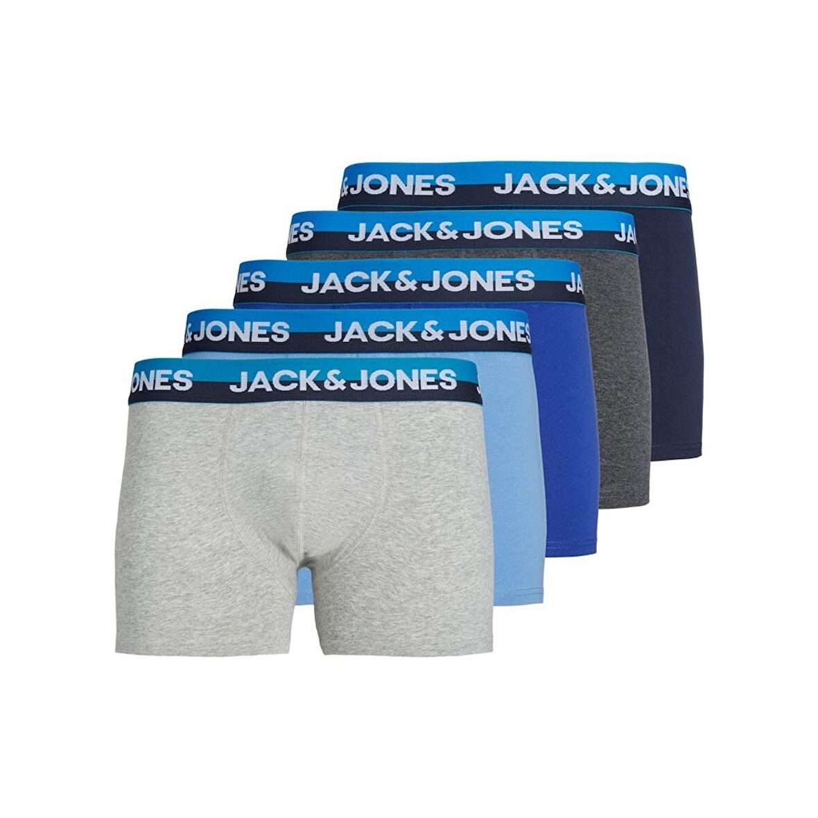 Jack&Jones Koyu Gri-Melanj Erkek 5'li Boxer Set 12248316