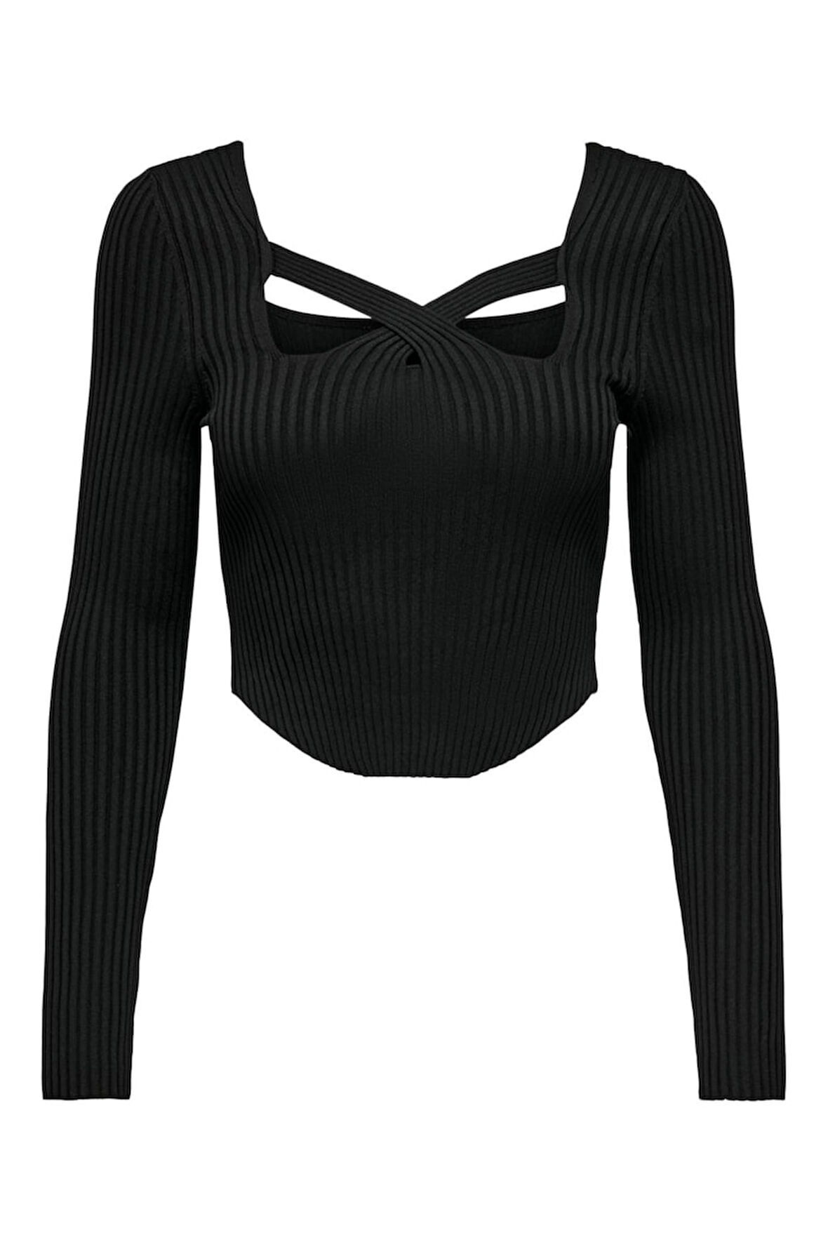 ONLLISA LS SQUARENECK KNT Kadın Siyah Kazak - 15300377