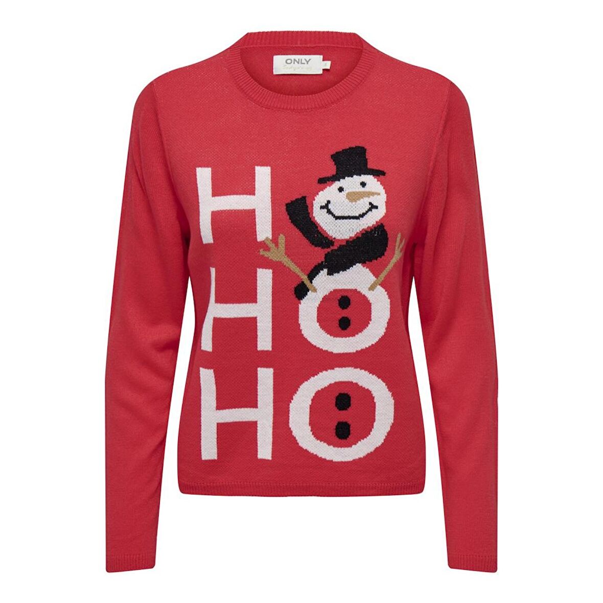 Only Bisiklet Yaka Desenli Nar Çiçeği Kadın Kazak 15303265