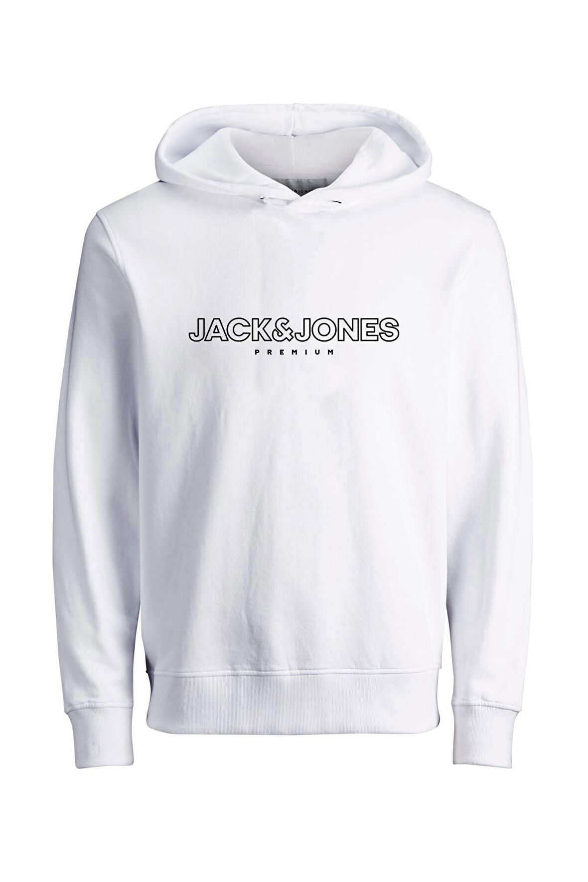 Jack & Jones Erkek Jprblajason Baskılı Kapüşonlu Sweatshirt 12249401 Beyaz