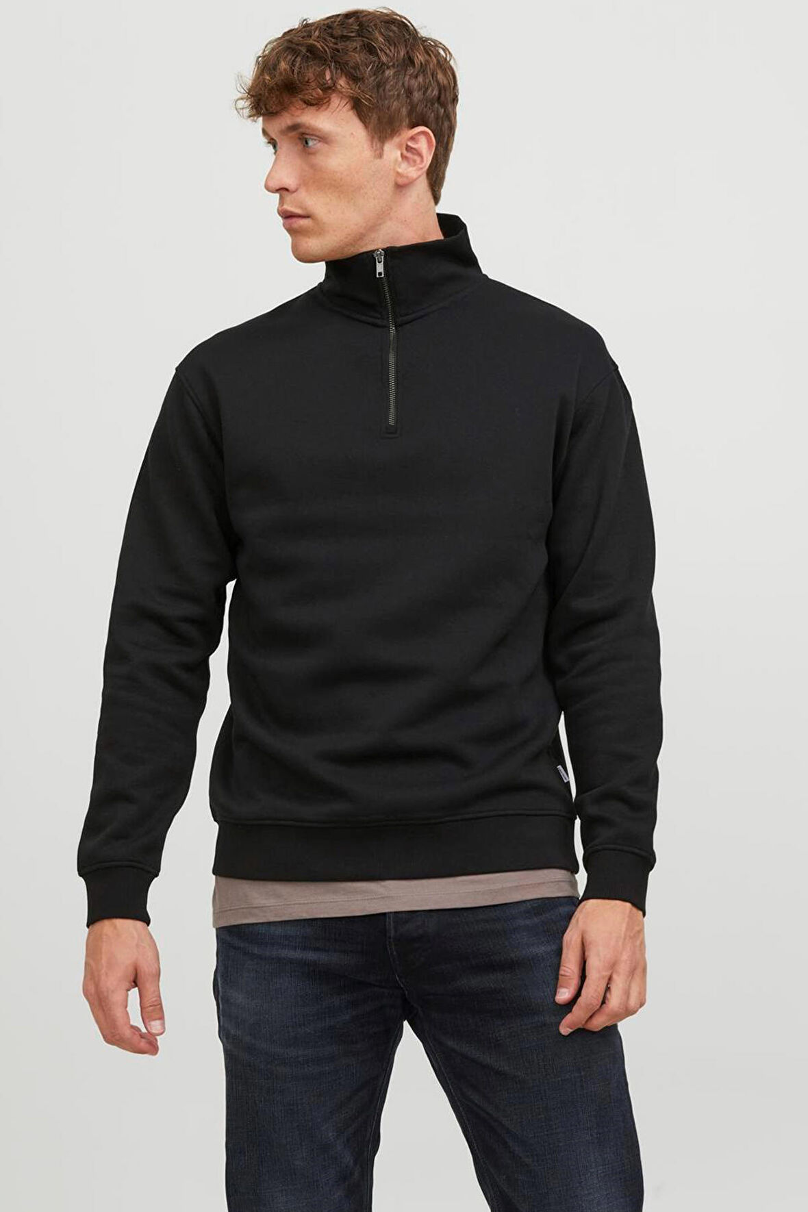 Siyah Jack & Jones Jjebradley Half Zip Erkek Sweatshirt 12250747 77724K12250747.01