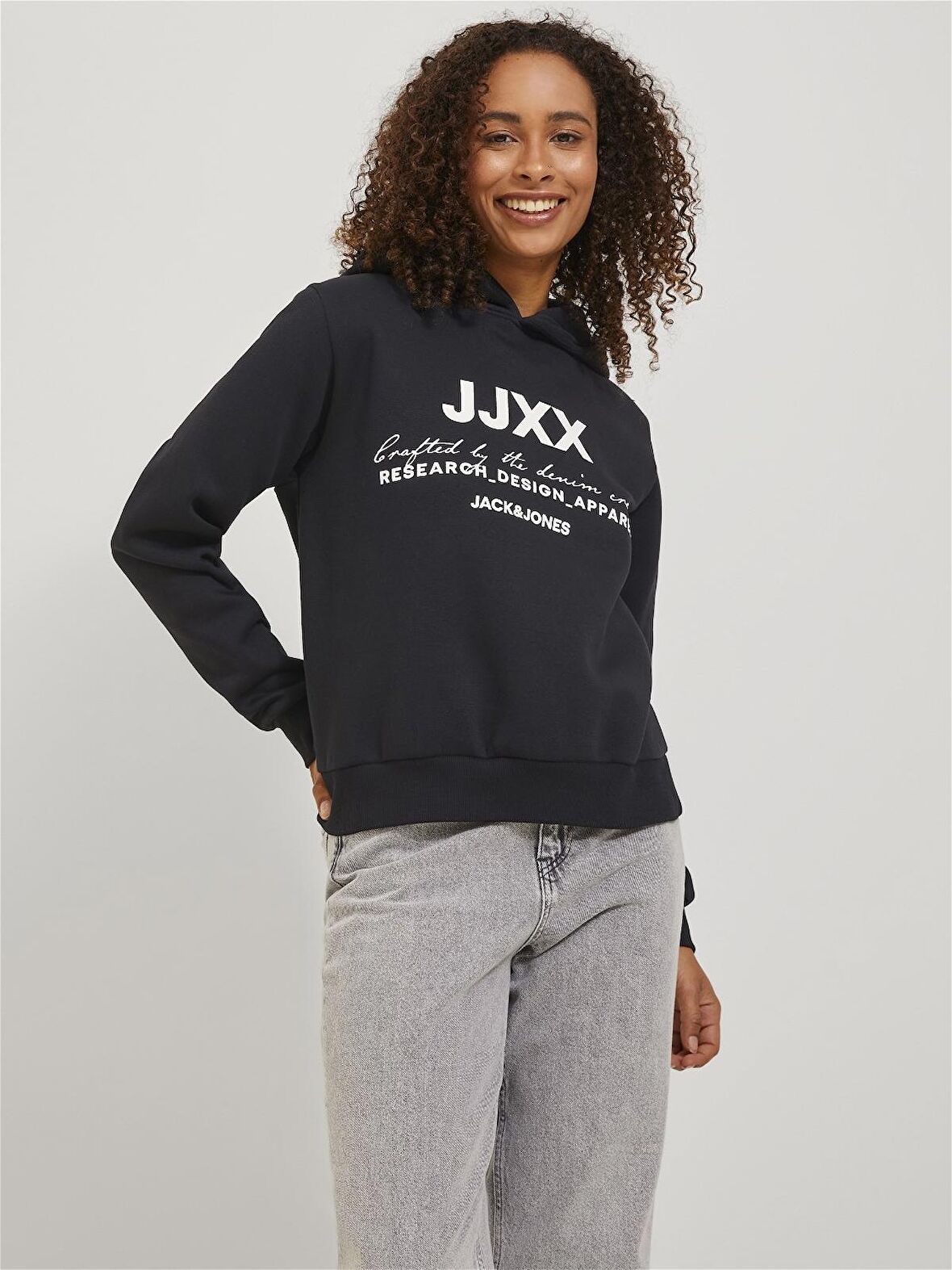 JJXX Kapüşonlu Rahat Kesim Siyah Kadın Sweatshirt 12250183