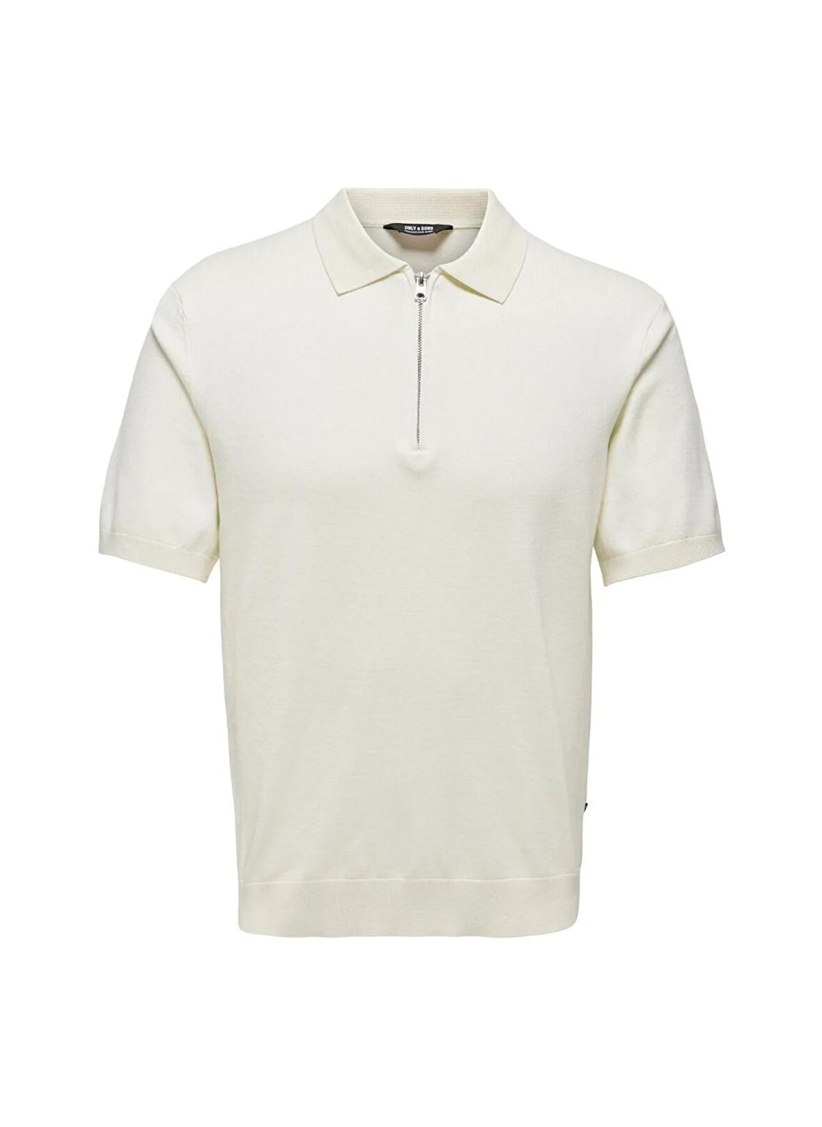 Only & Sons Düz Krem Erkek Polo T-Shirt ONSWYLER LIFE REG 14 SS ZIP POLO KN