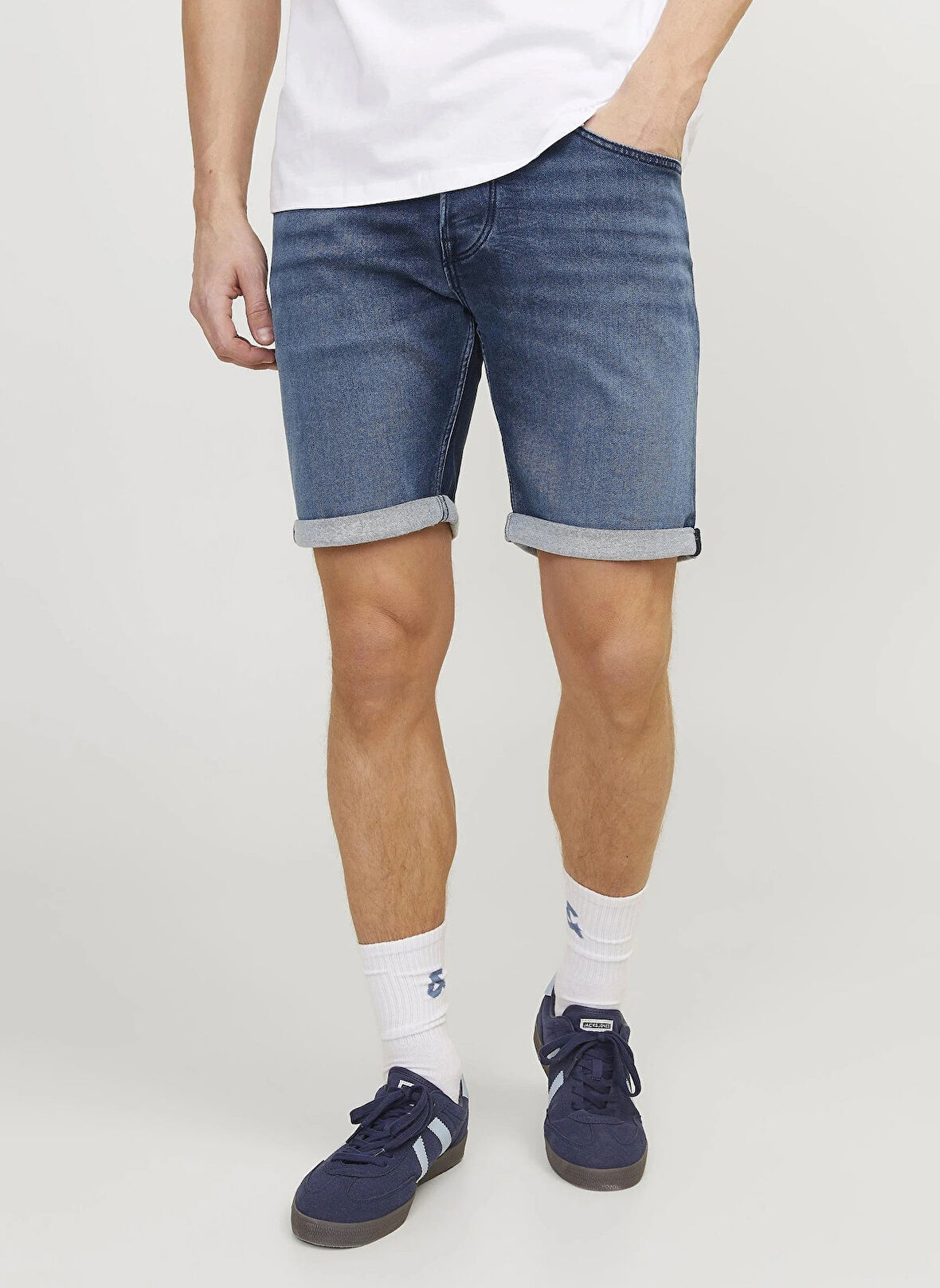 Jack & Jones Normal Bel Normal Açık Mavi Erkek Çocuk  Denim Şort JJIRICK JJICON SHORTS GE 341 I.K JN