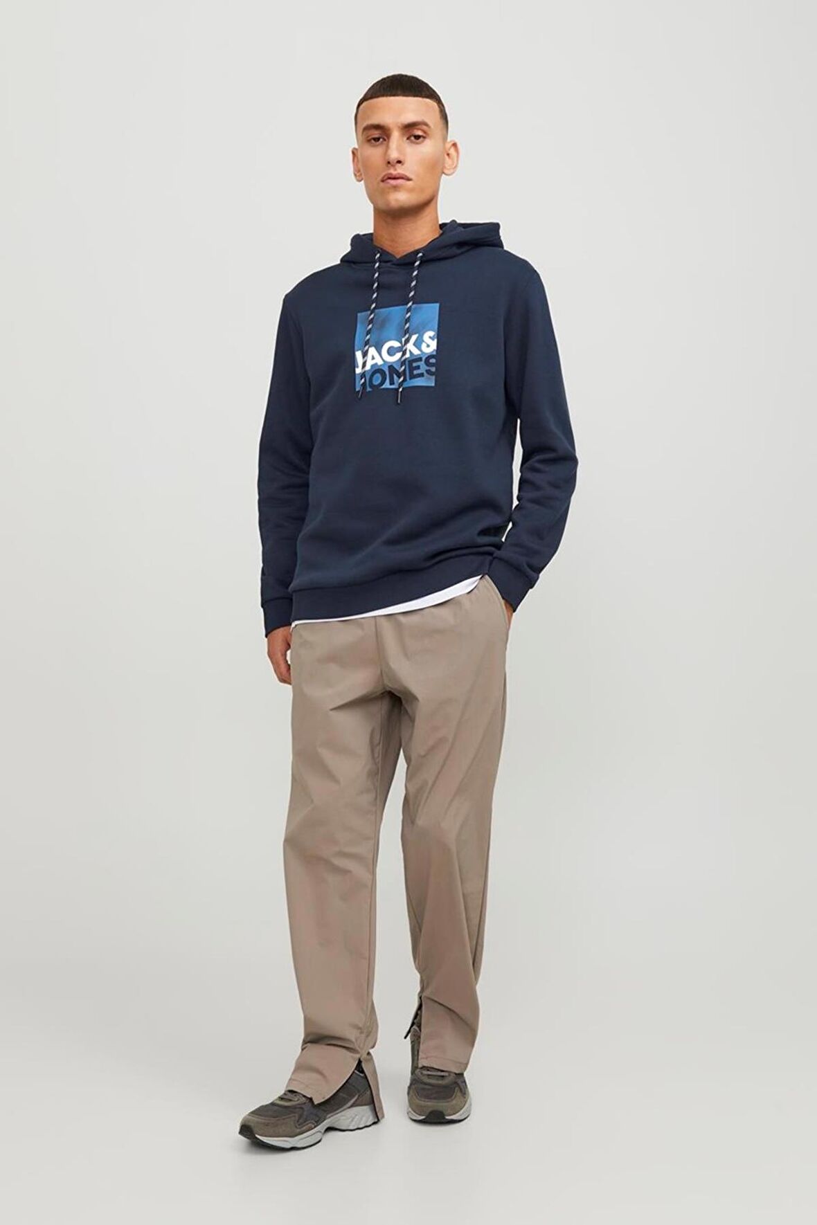 JACK&JONES JCOLOGAN SWEAT HOOD AW23 LACİVERT