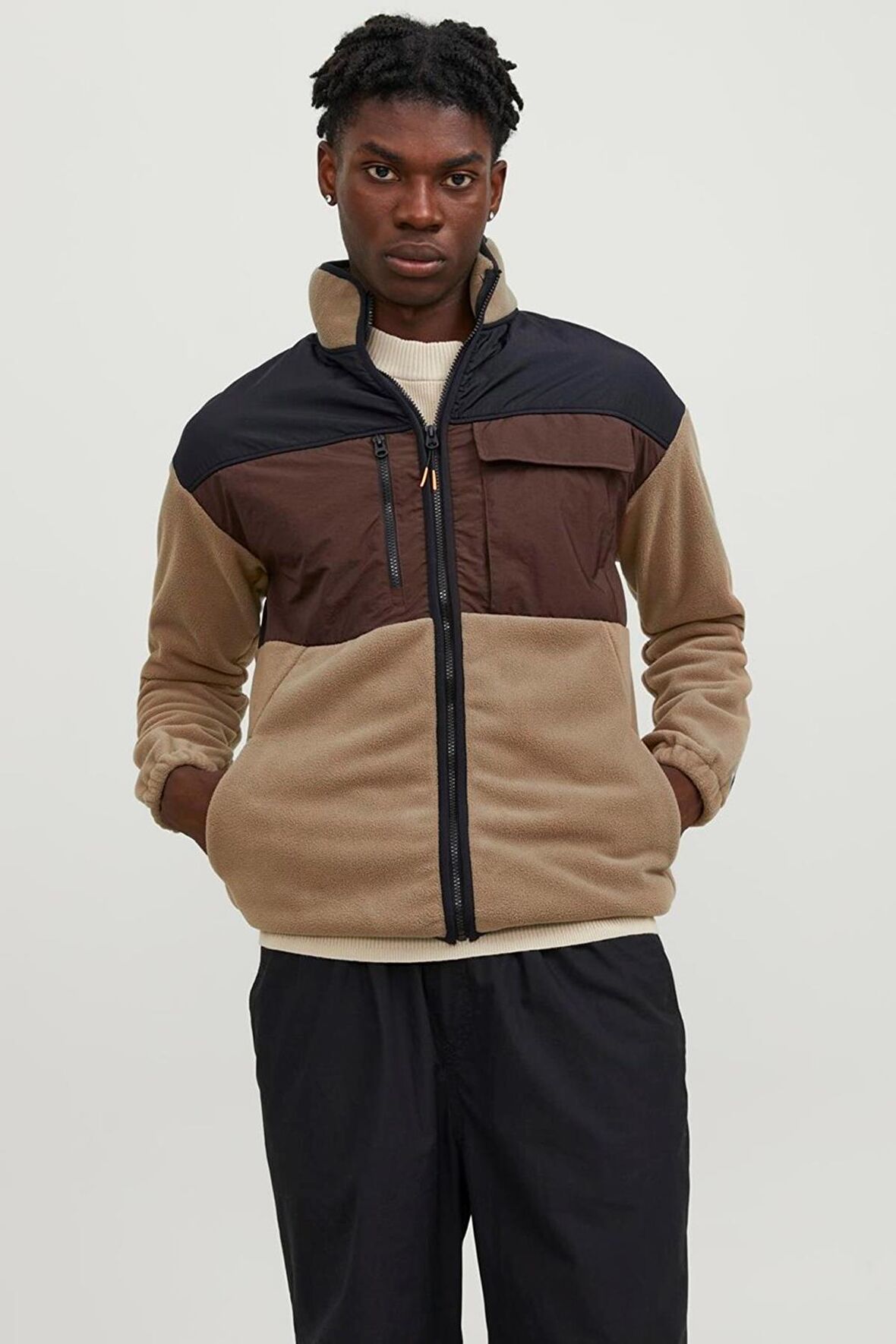 JACK&JONES JCOLANDSCAPE POLAR SWEAT ZIP HIGH NECK S.KAHVE