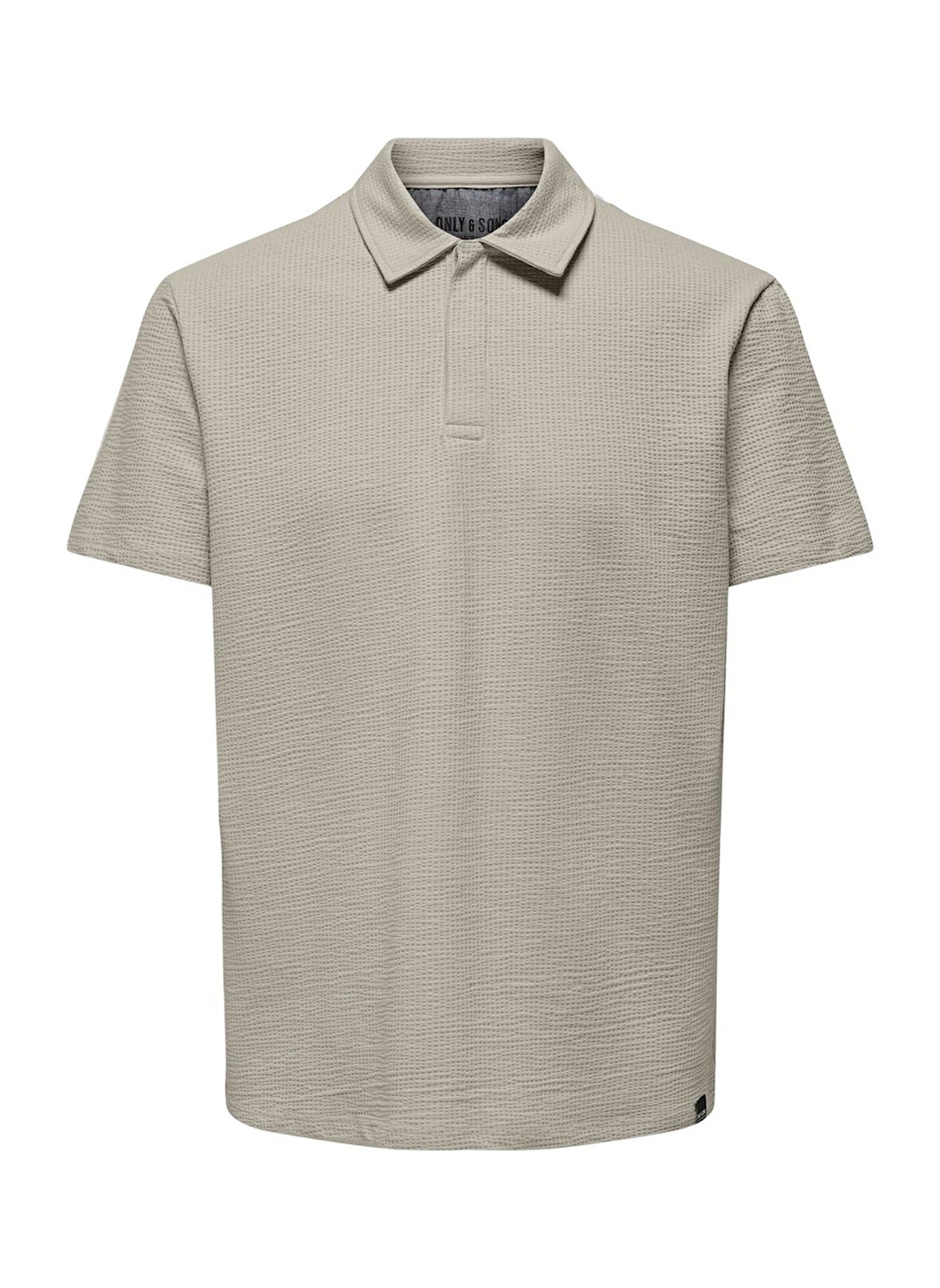 Only & Sons Düz Açık Bej Erkek Polo T-Shirt ONSKIAN REG SEERSUCKER SS POLO