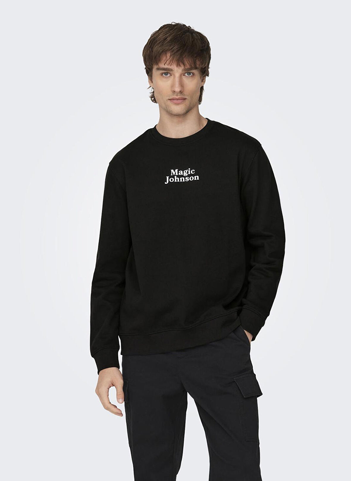 Only & Sons O Yaka Siyah Erkek Sweatshırt 22027894_ONSCELEBRITY REG CREW NECK
