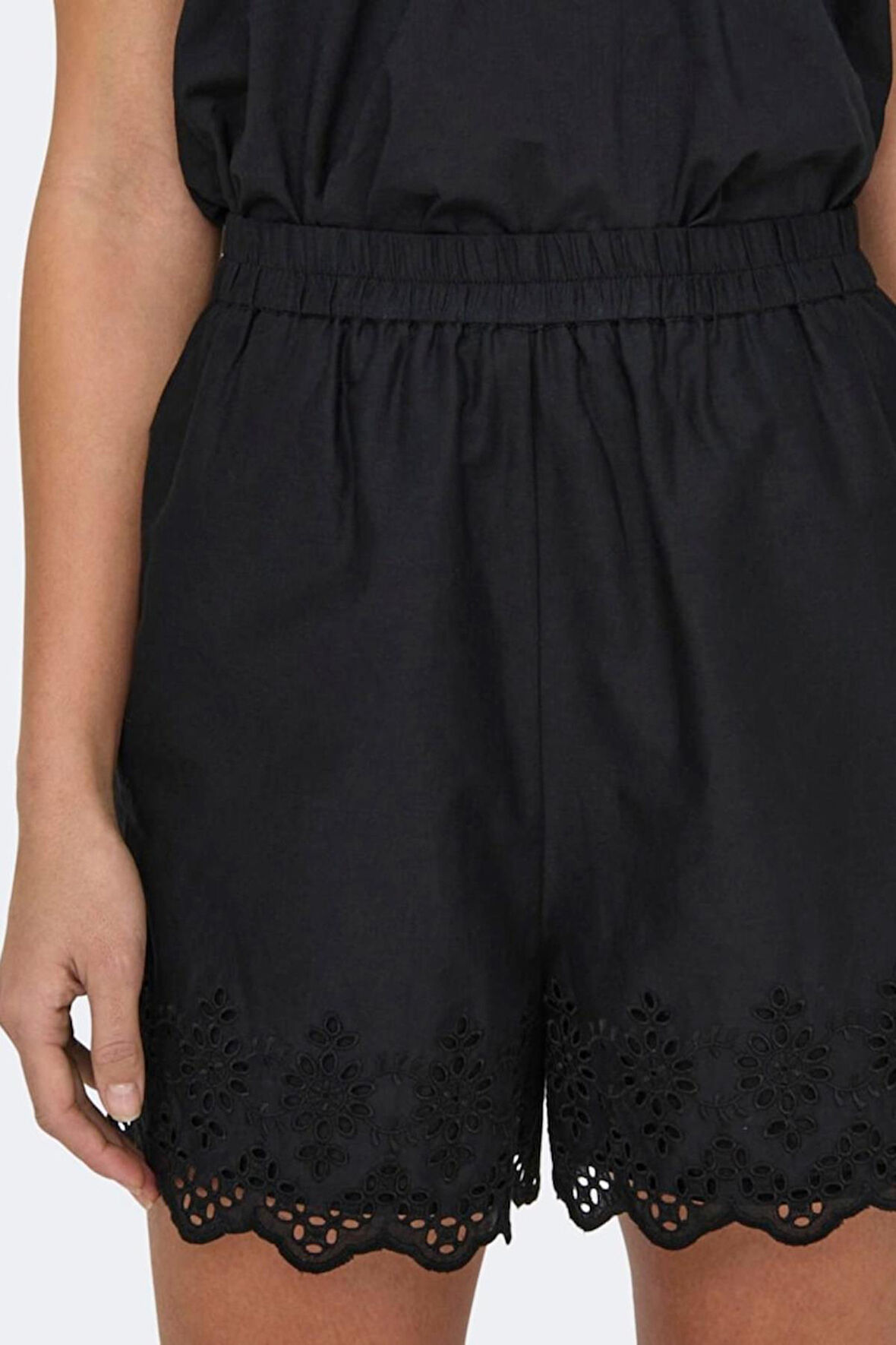 ONLLOU LIFE EMB LOOSE SHORTS WVN SİYAH