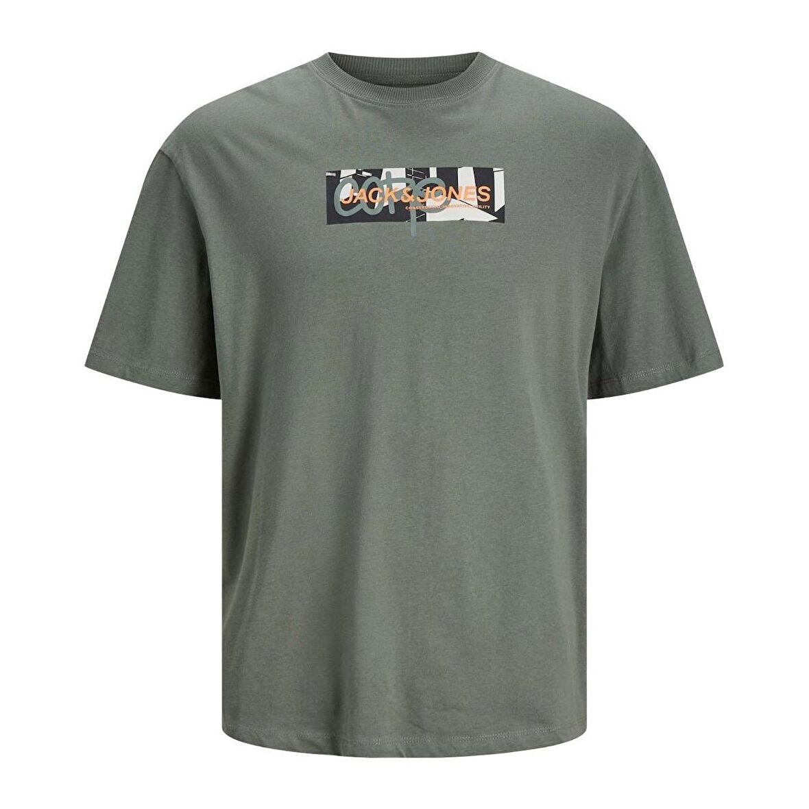 Jack & Jones 12253477 Jcoaop Print Tee Ss Crew Neck Haki