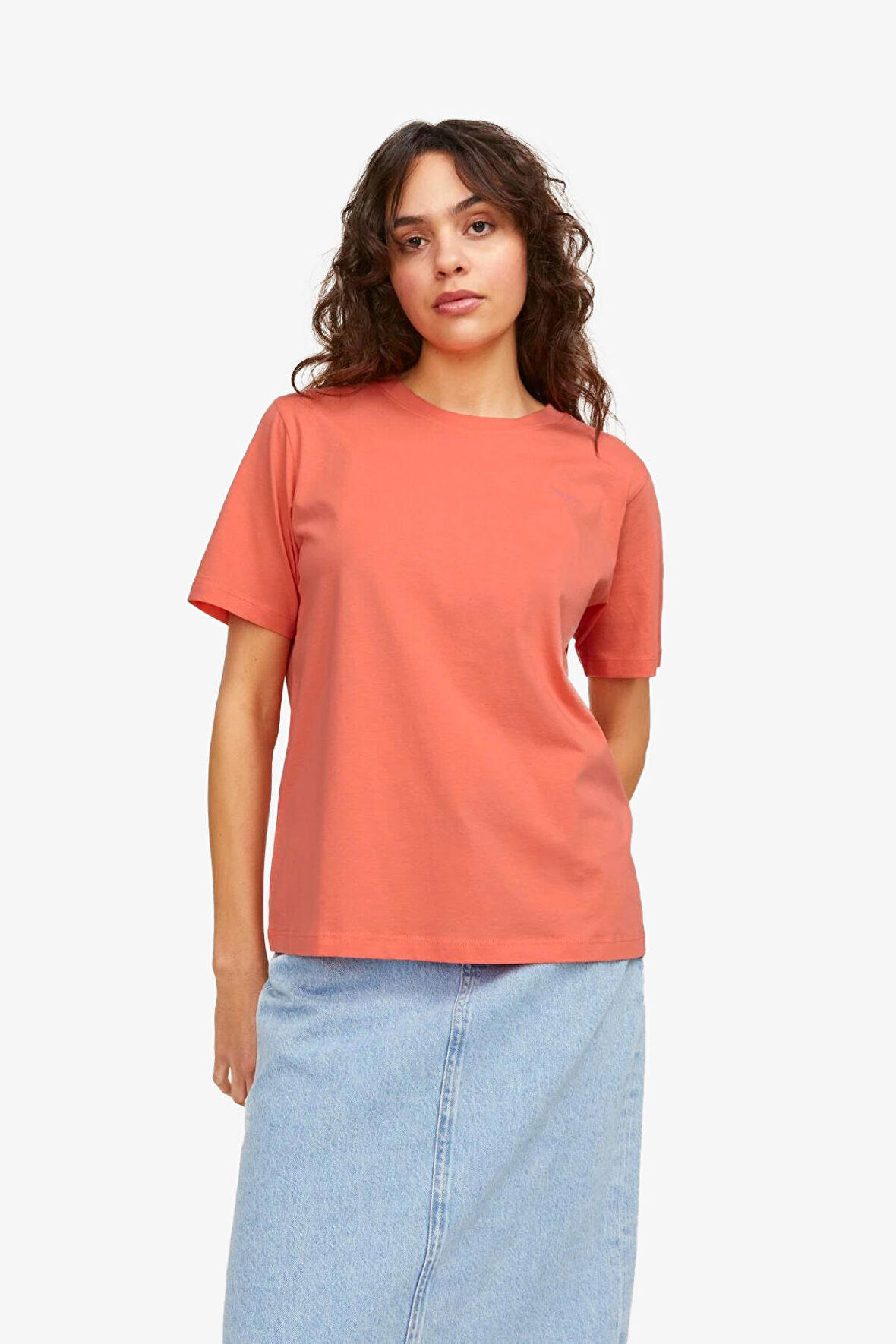 JJXX Jxanna Kadın Turuncu T-Shirt 12206974-Peachecho