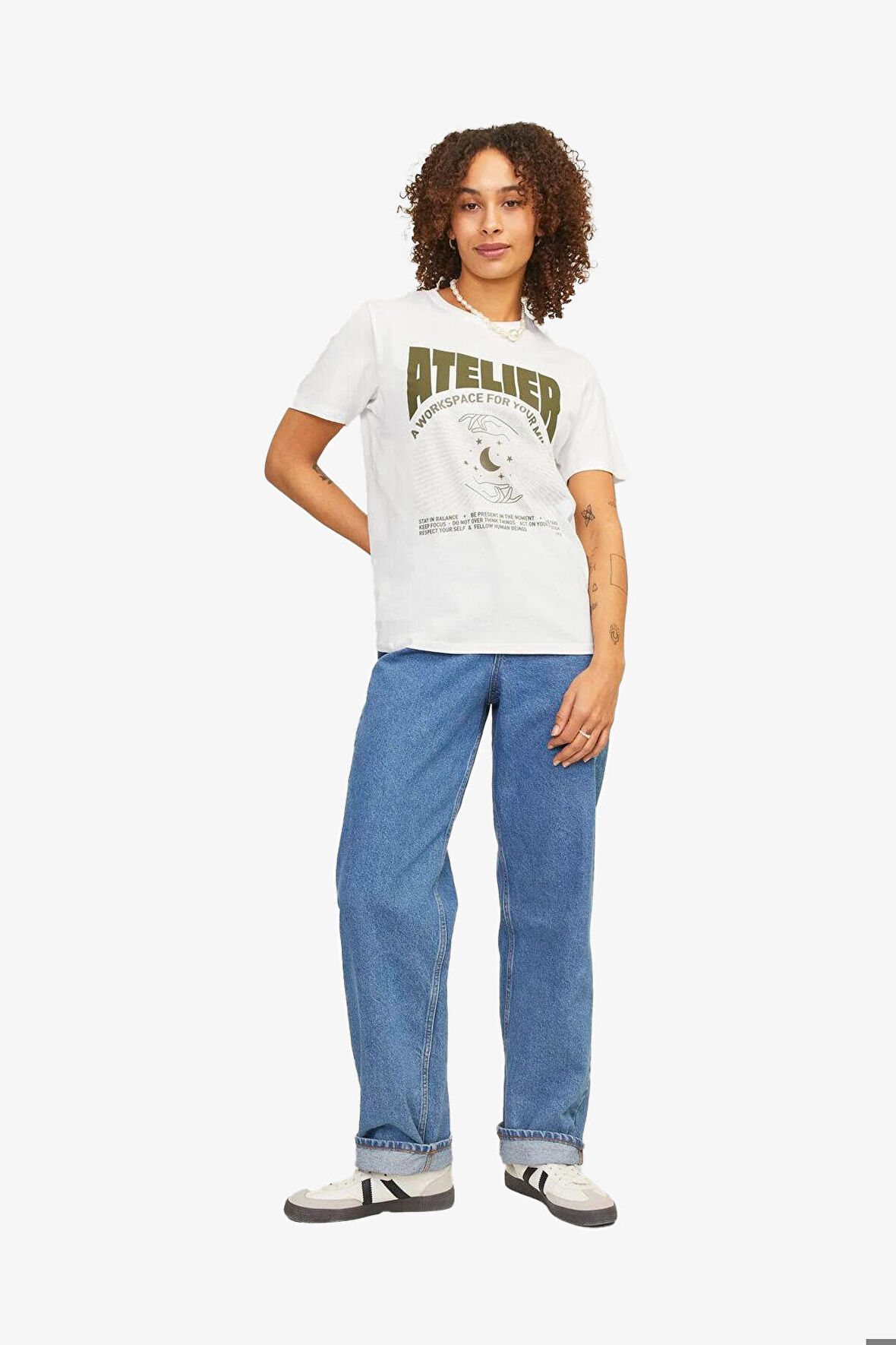 JJXX Jxletitia Kadın Beyaz T-Shirt 12252011-BlancdeBlanc