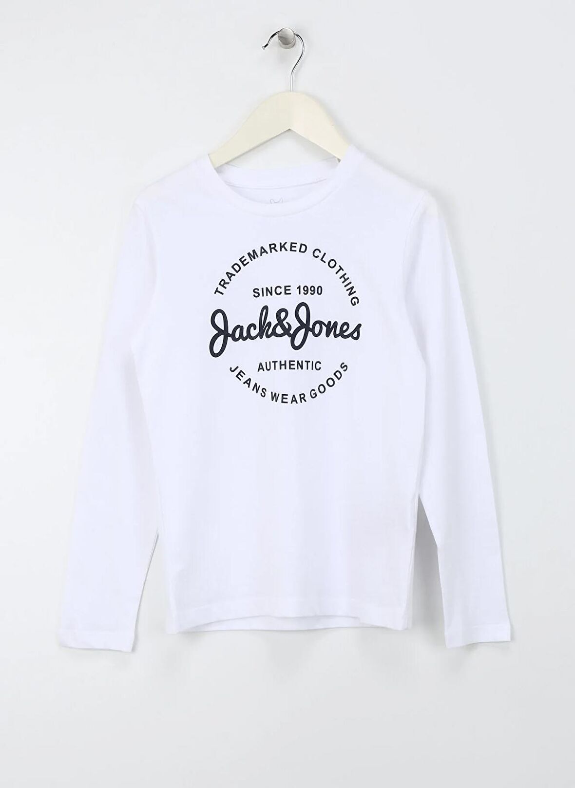 Jack & Jones Baskılı Beyaz Erkek Genç  T-Shirt JJFOREST TEE LS CREW NECK JNR